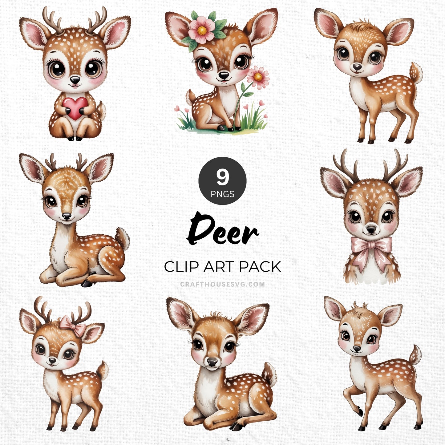Deer Clipart Pack Sublimation Bundle PNG