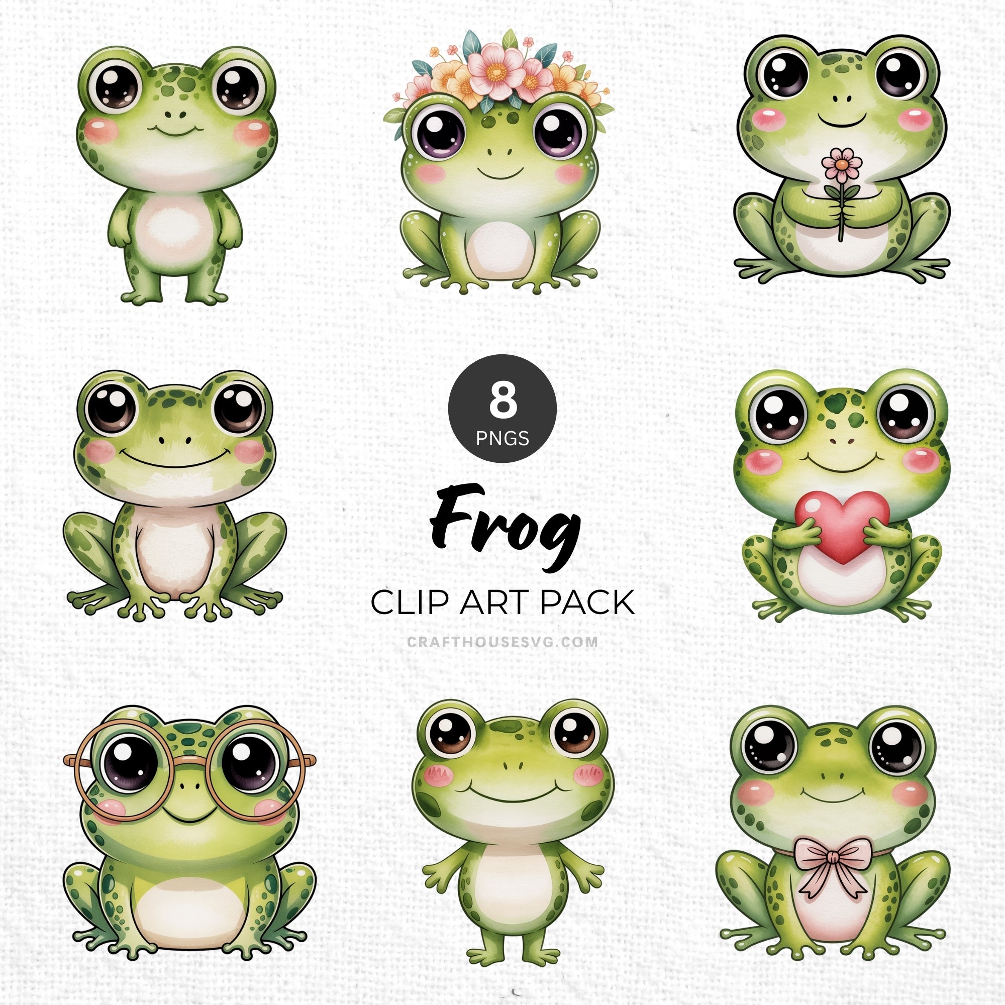 Frog Clipart Pack Sublimation Bundle PNG - Craft House SVG