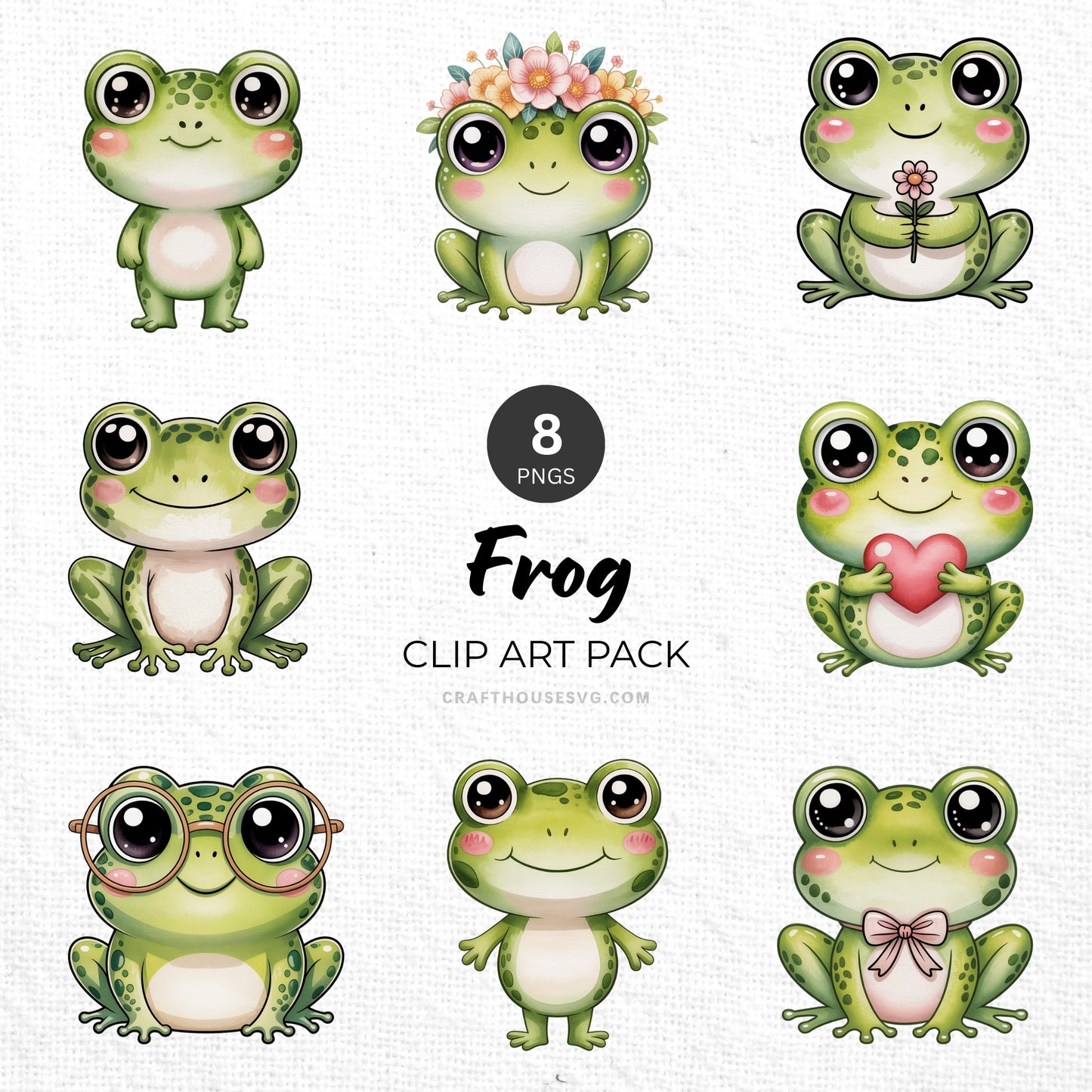 Frog Clipart Pack Sublimation Bundle PNG