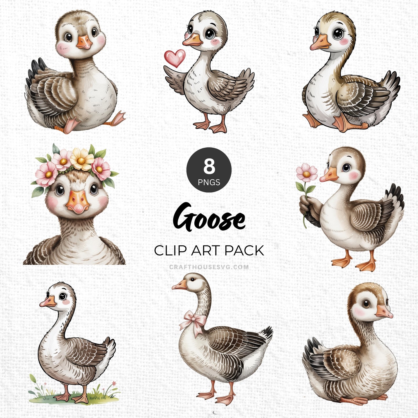 Goose Clipart Pack Sublimation Bundle PNG