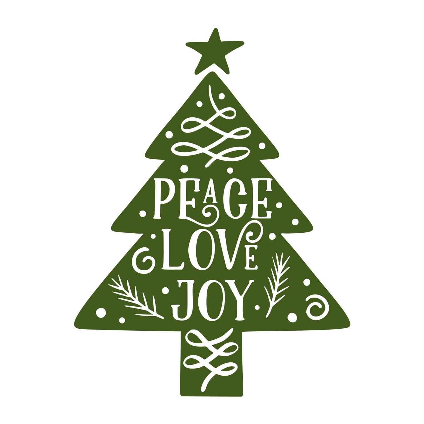 Peace Love Joy SVG design for Cricut, Silhouette, laser cutting, vinyl, sublimation, Christmas crafts, and DIY projects.