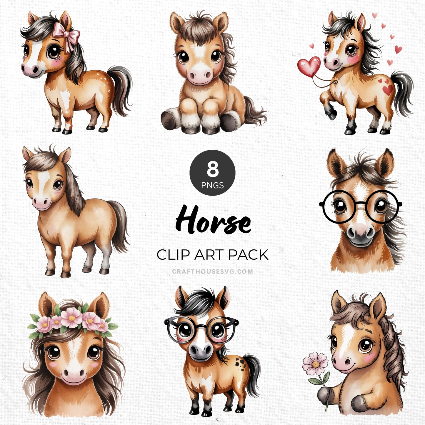 Horse Clipart Pack Sublimation Bundle PNG