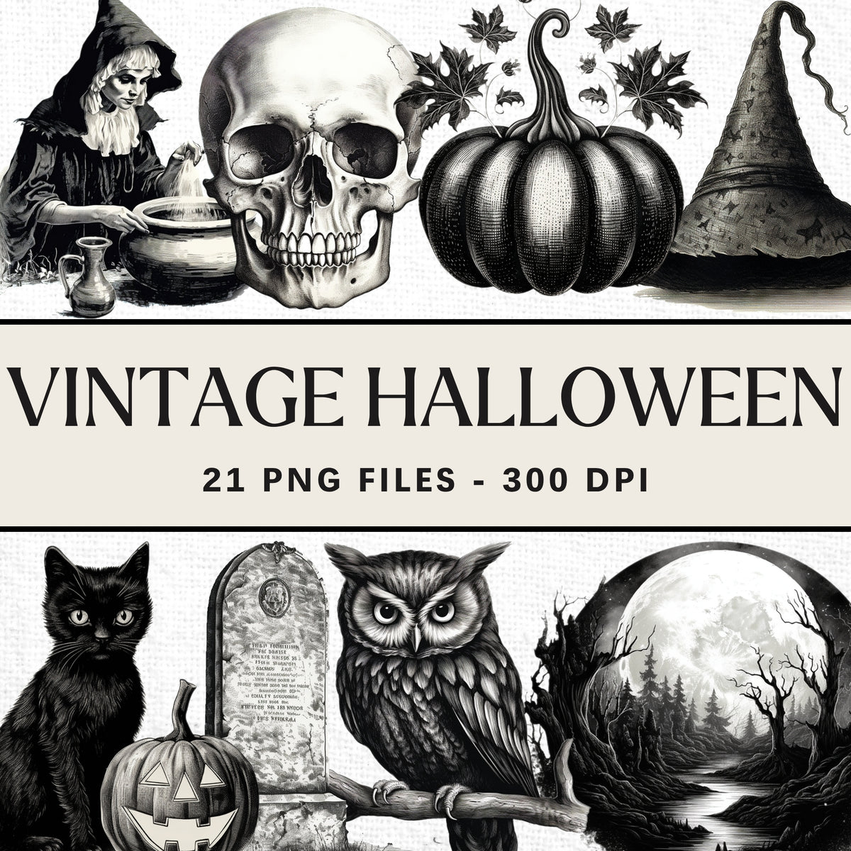 Vintage Halloween Clipart Pack