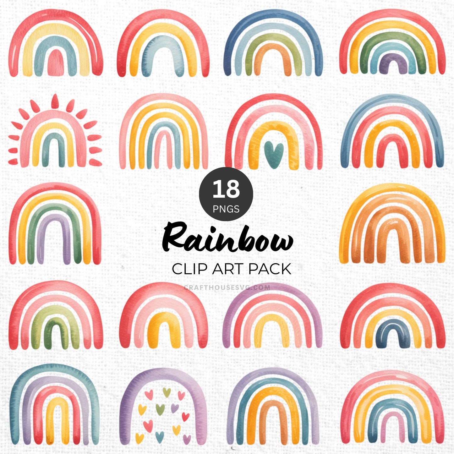 Rainbow Clipart Pack Sublimation Bundle PNG
