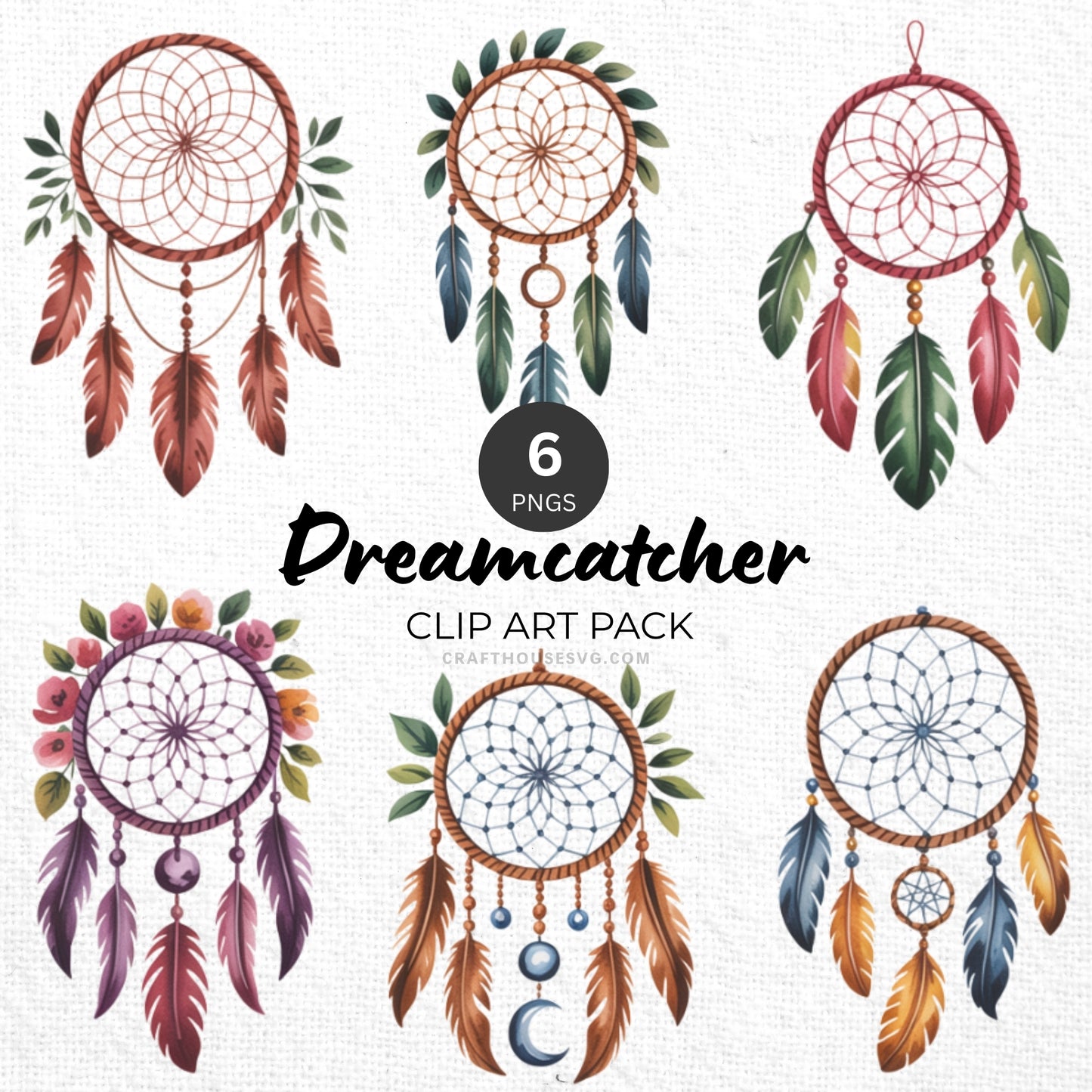 Dreamcatcher Clipart Pack Sublimation Bundle PNG