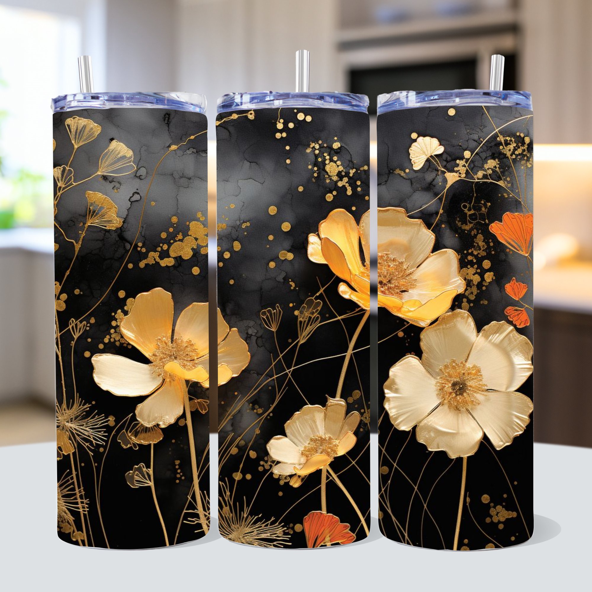 Floral Alcohol Ink 20oz Tumbler Wrap Bundle Sublimation Designs JPG