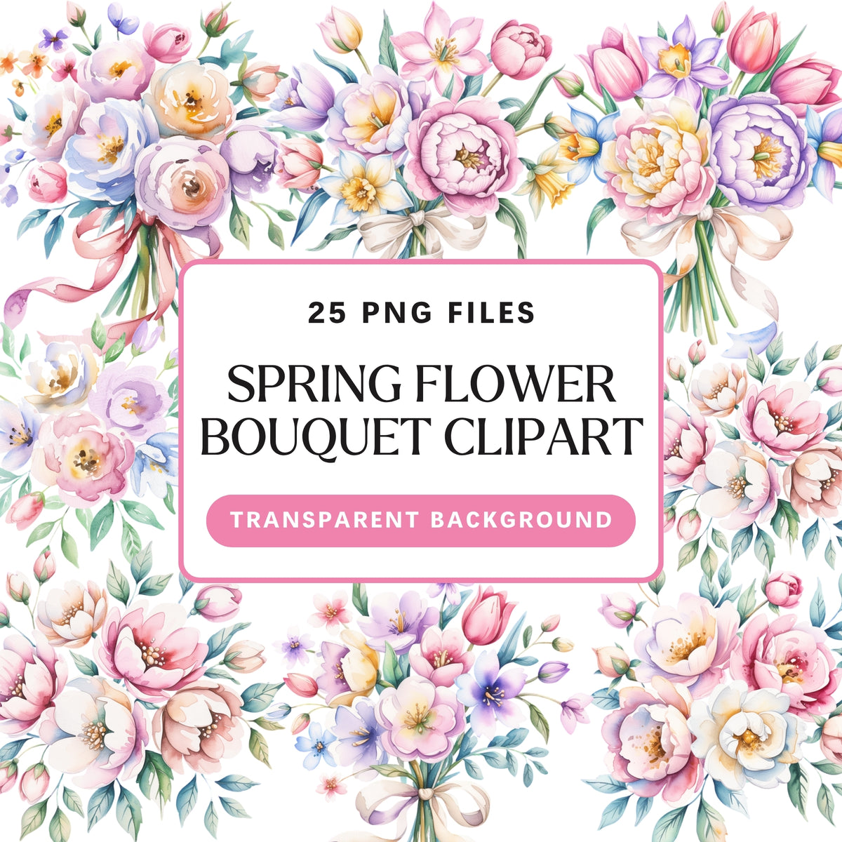 Spring Flower Bouquet Clipart Pack
