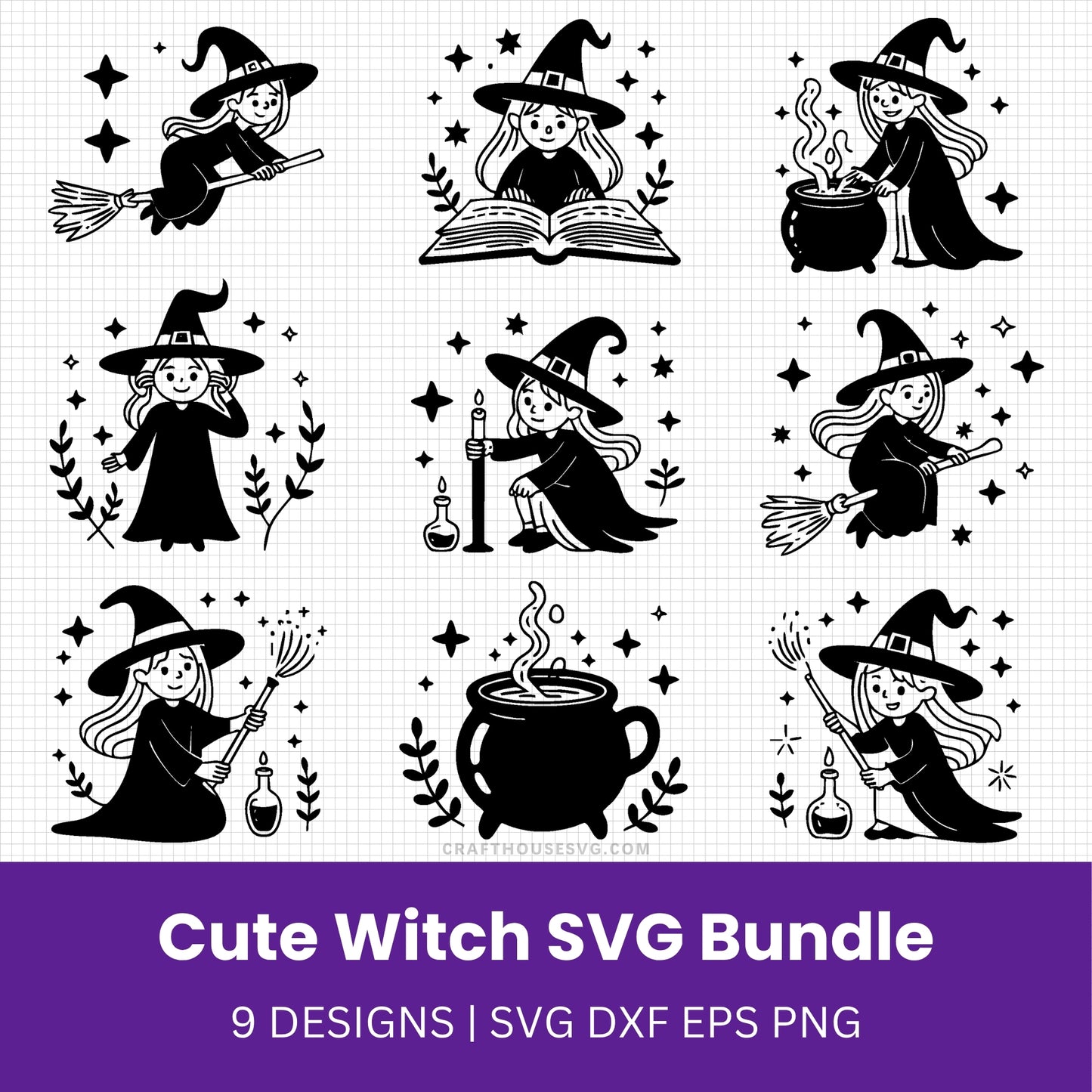 Cute Witch SVG Bundle