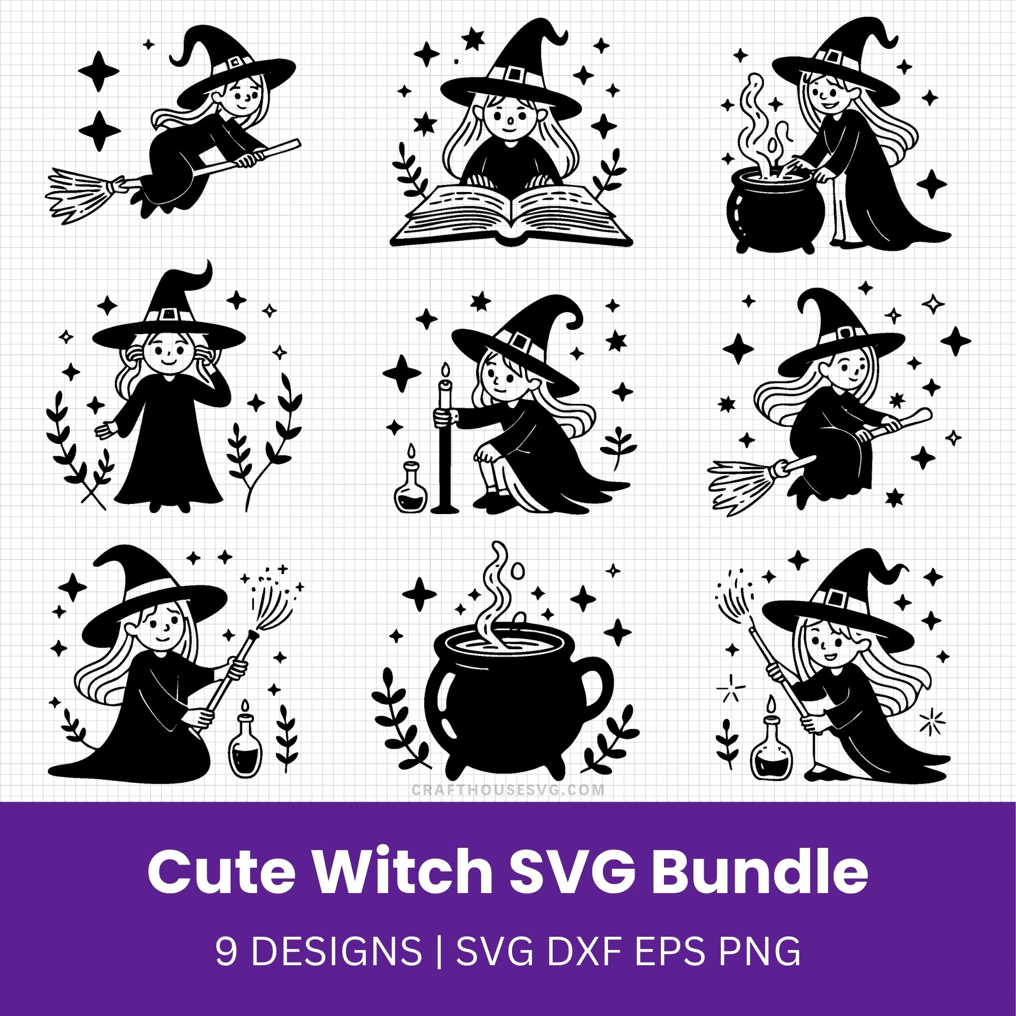 Cute Witch SVG Bundle