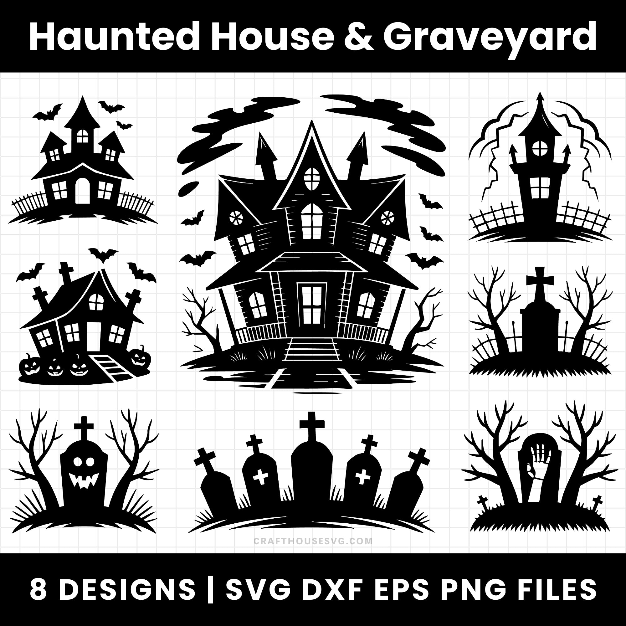 Haunted House and Graveyard SVG Bundle