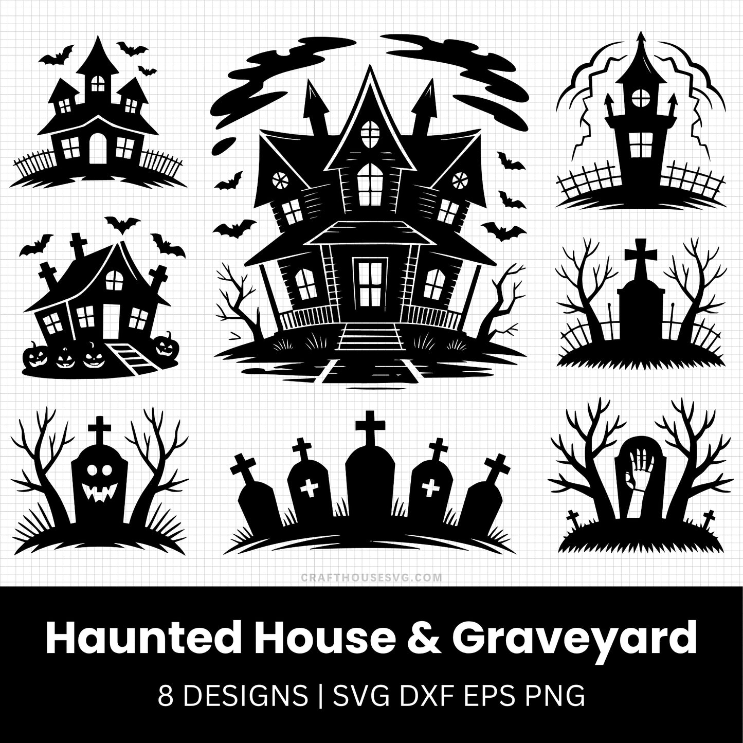Haunted House and Graveyard SVG Bundle