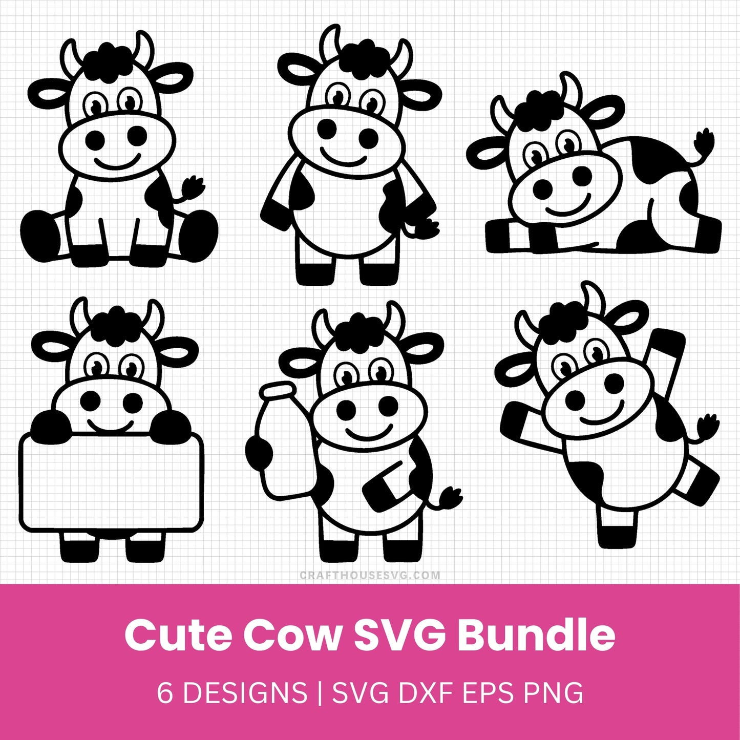 Cartoon Cow SVG Bundle - Craft House SVG