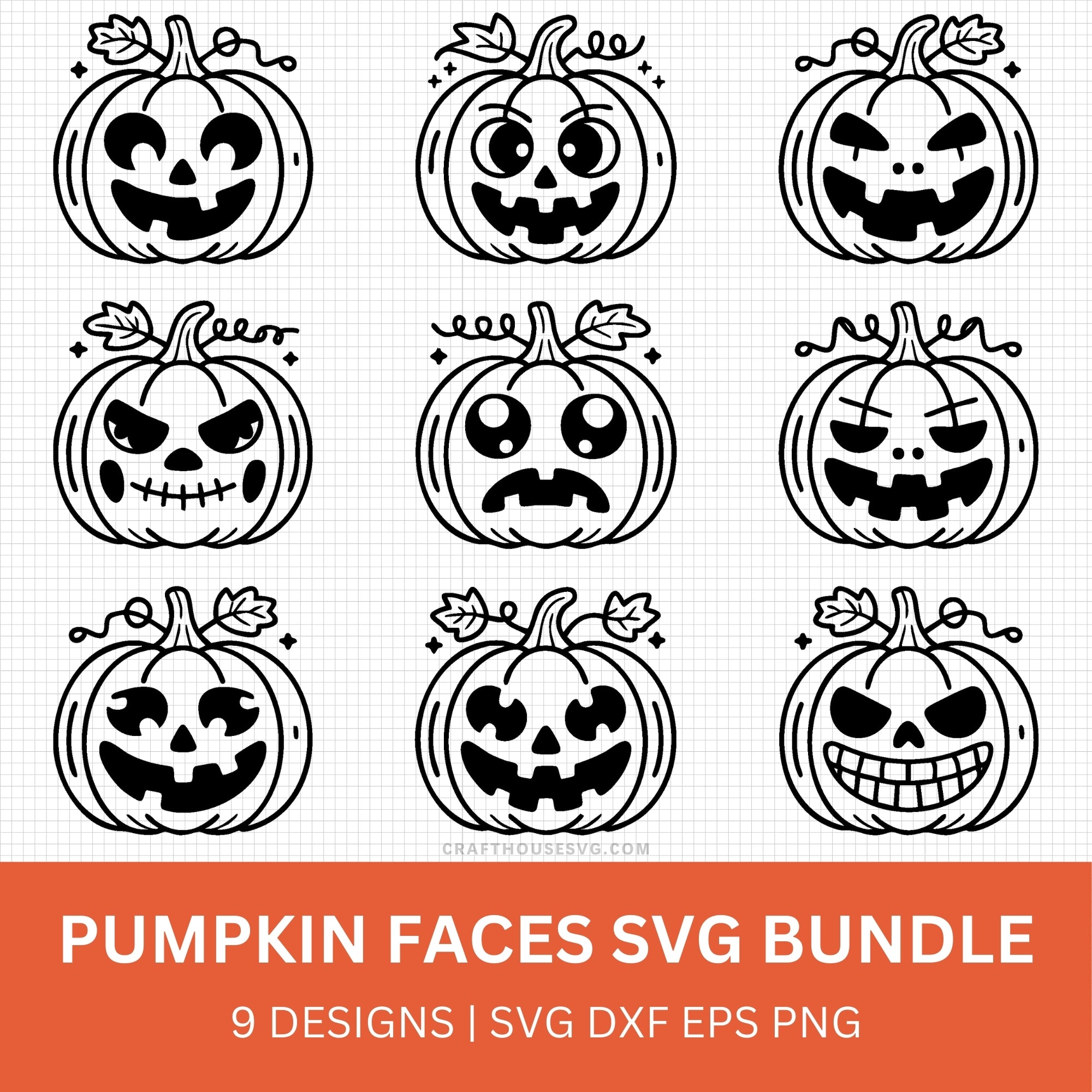 Pumpkin Faces SVG Bundle