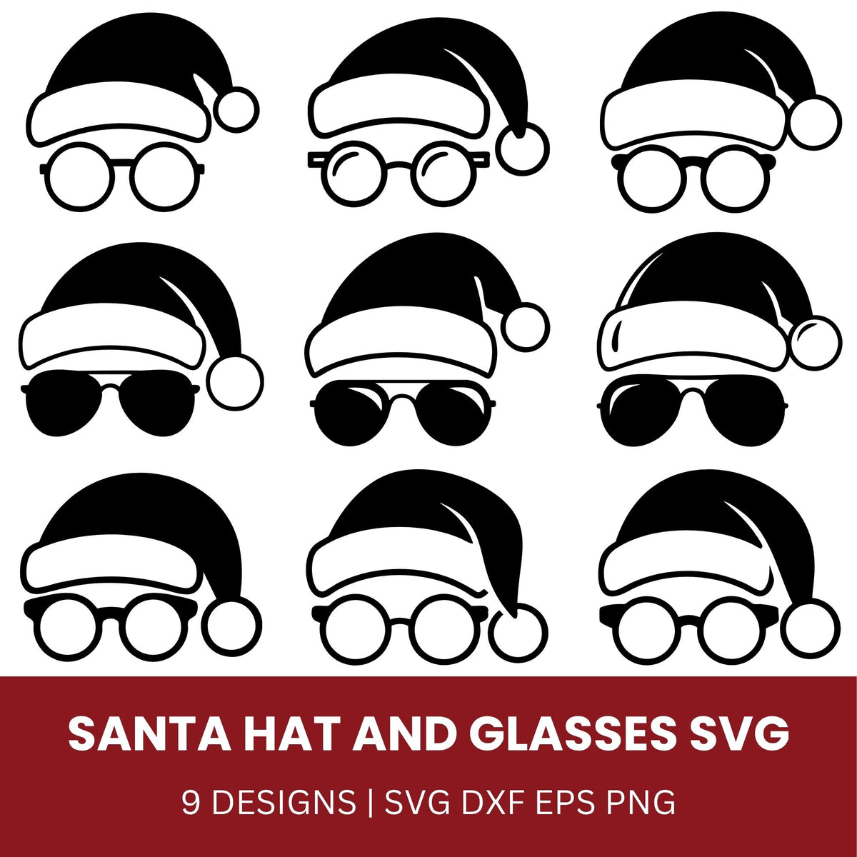 Santa Hat and Glasses SVG Bundle