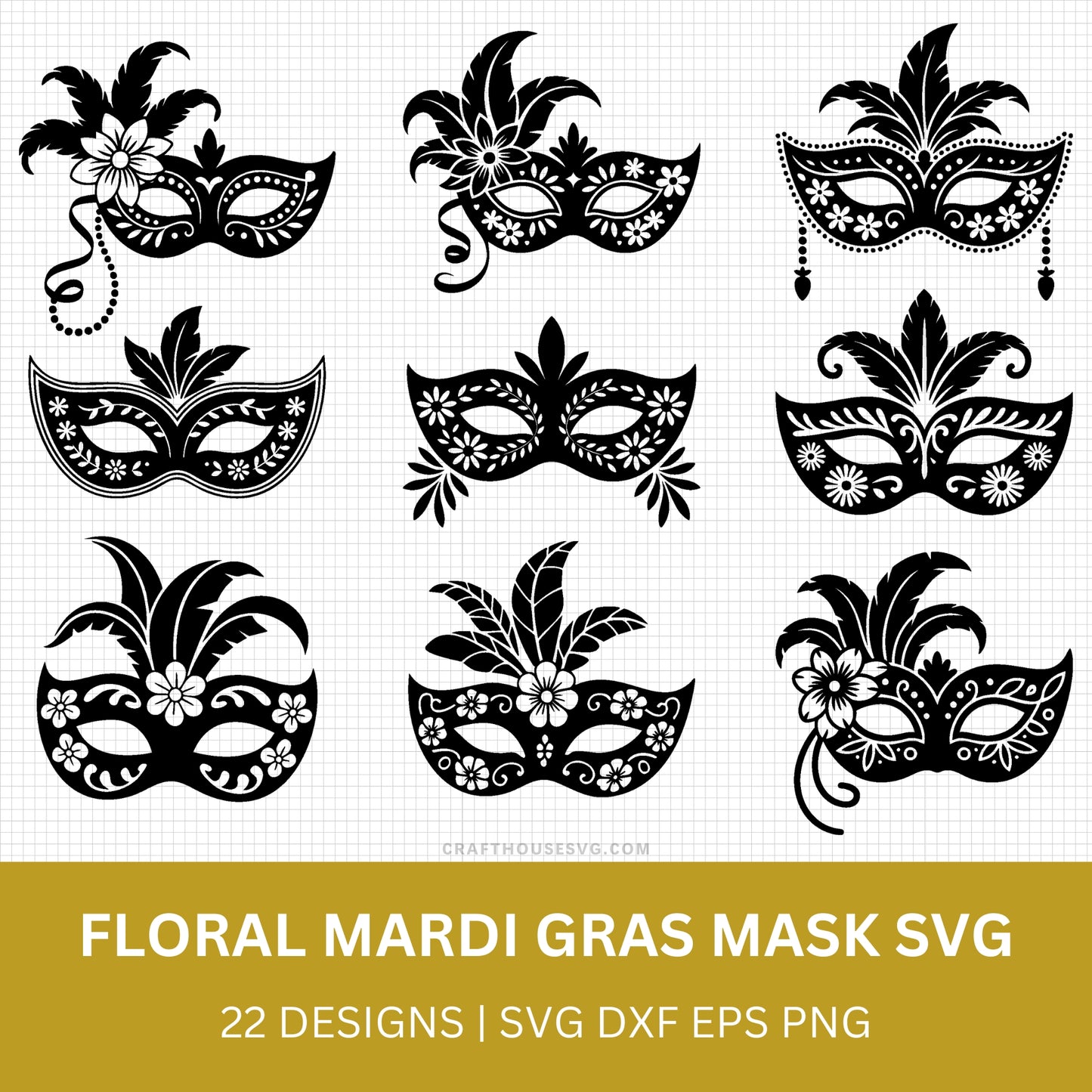 Floral Mardi Gras Mask SVG Bundle