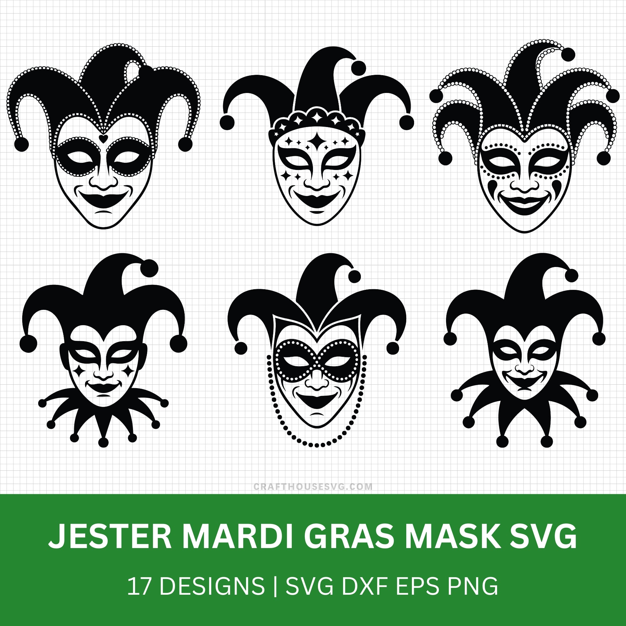 Jester Mardi Gras Mask SVG Bundle