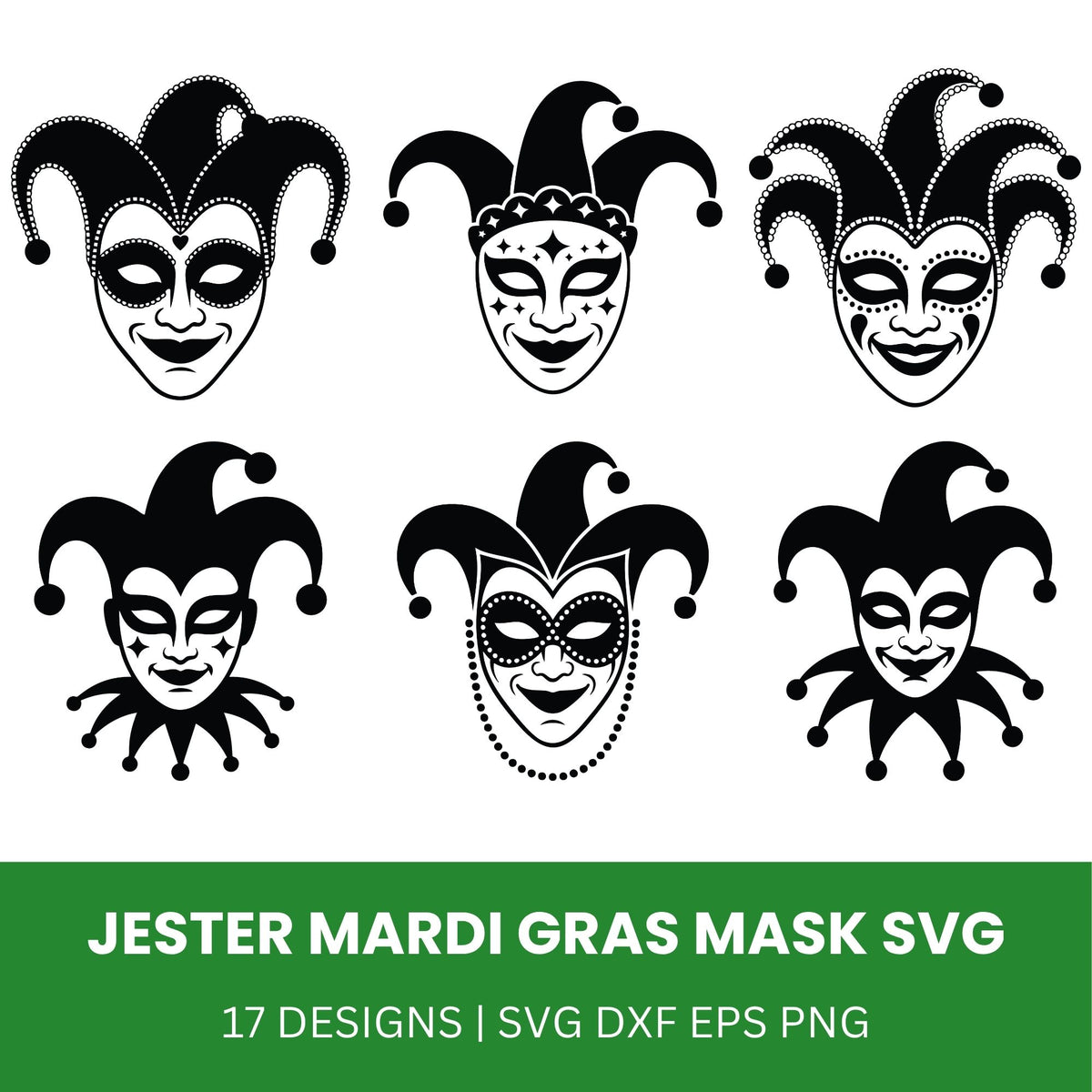 Jester Mardi Gras Mask SVG Bundle