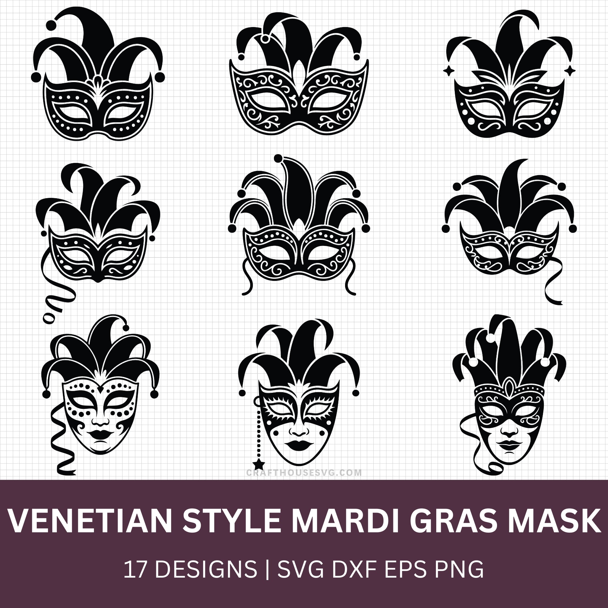 Venetian Mardi Gras Mask SVG Bundle