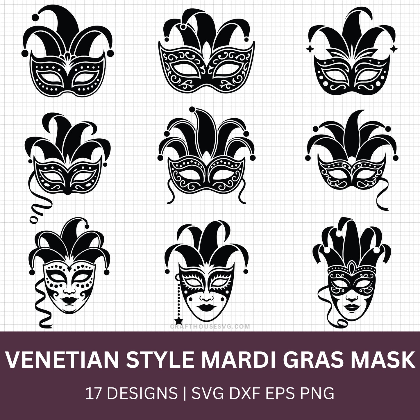 Venetian Mardi Gras Mask SVG Bundle