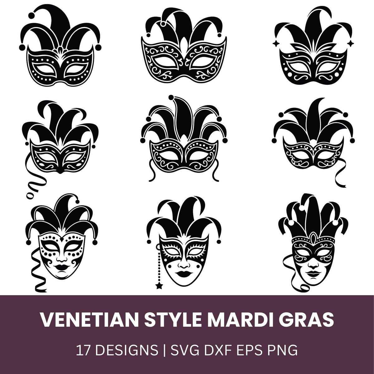 Venetian Mardi Gras Mask SVG Bundle