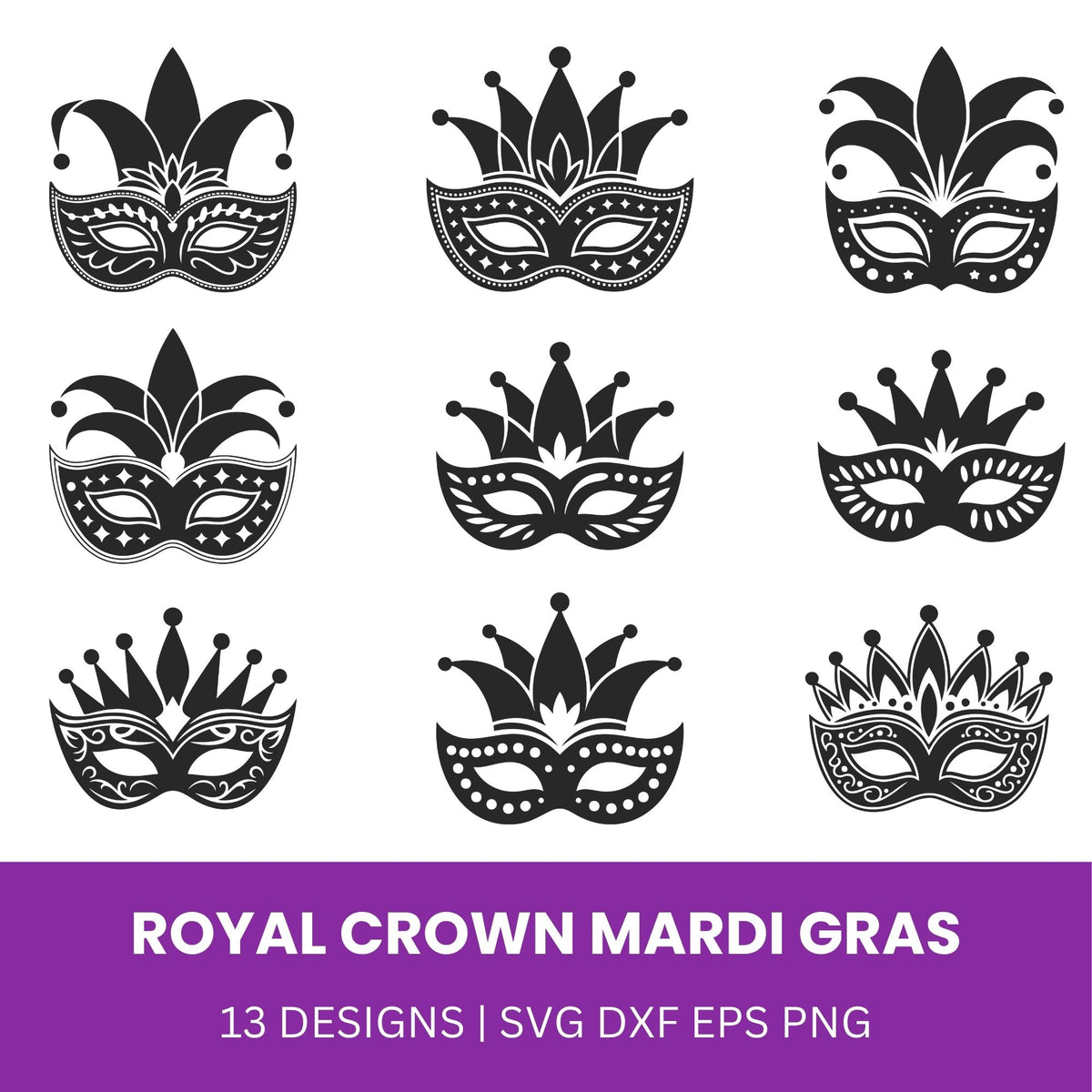 Royal Crown Mardi Gras Mask SVG Bundle