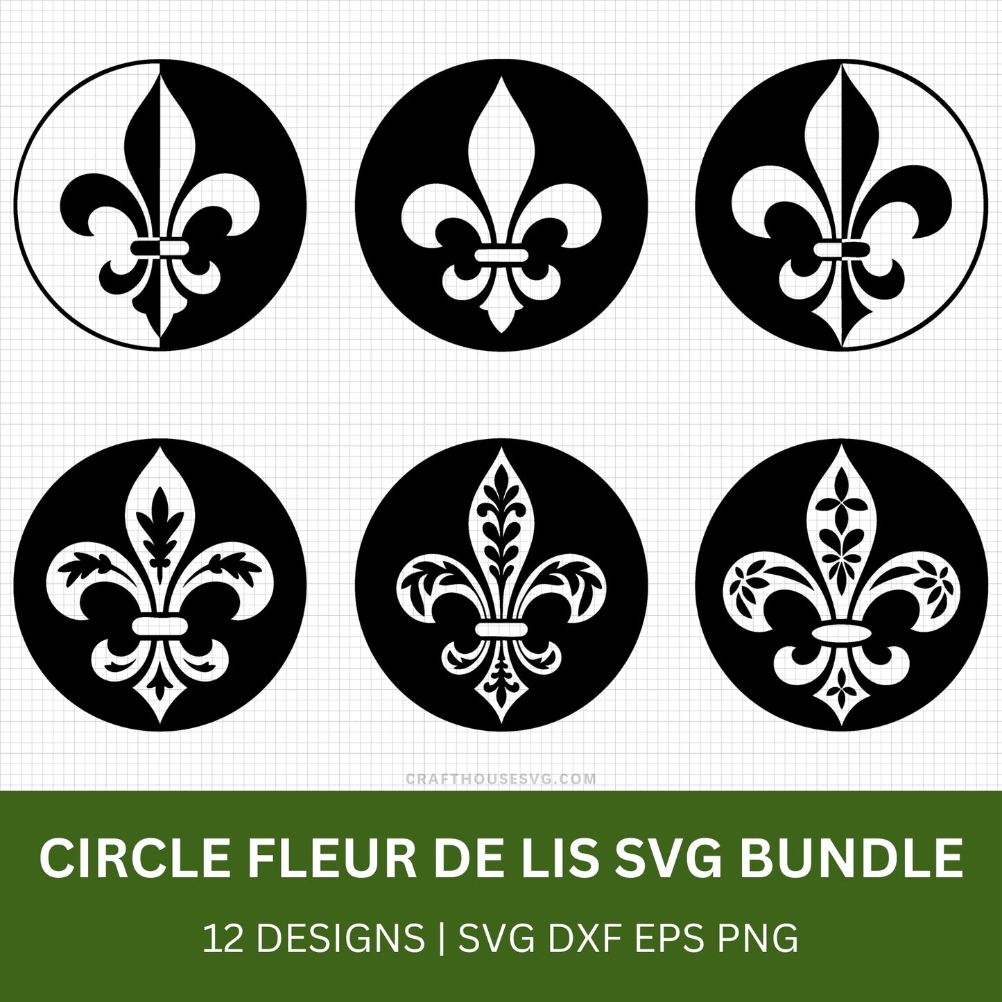 Circle Fleur de lis SVG Bundle