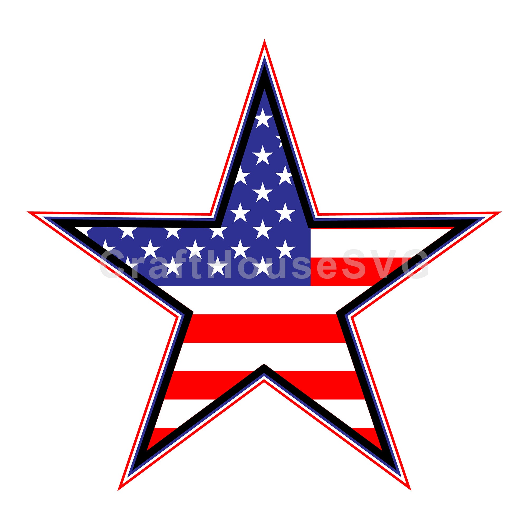 3D Star American Flag SVG