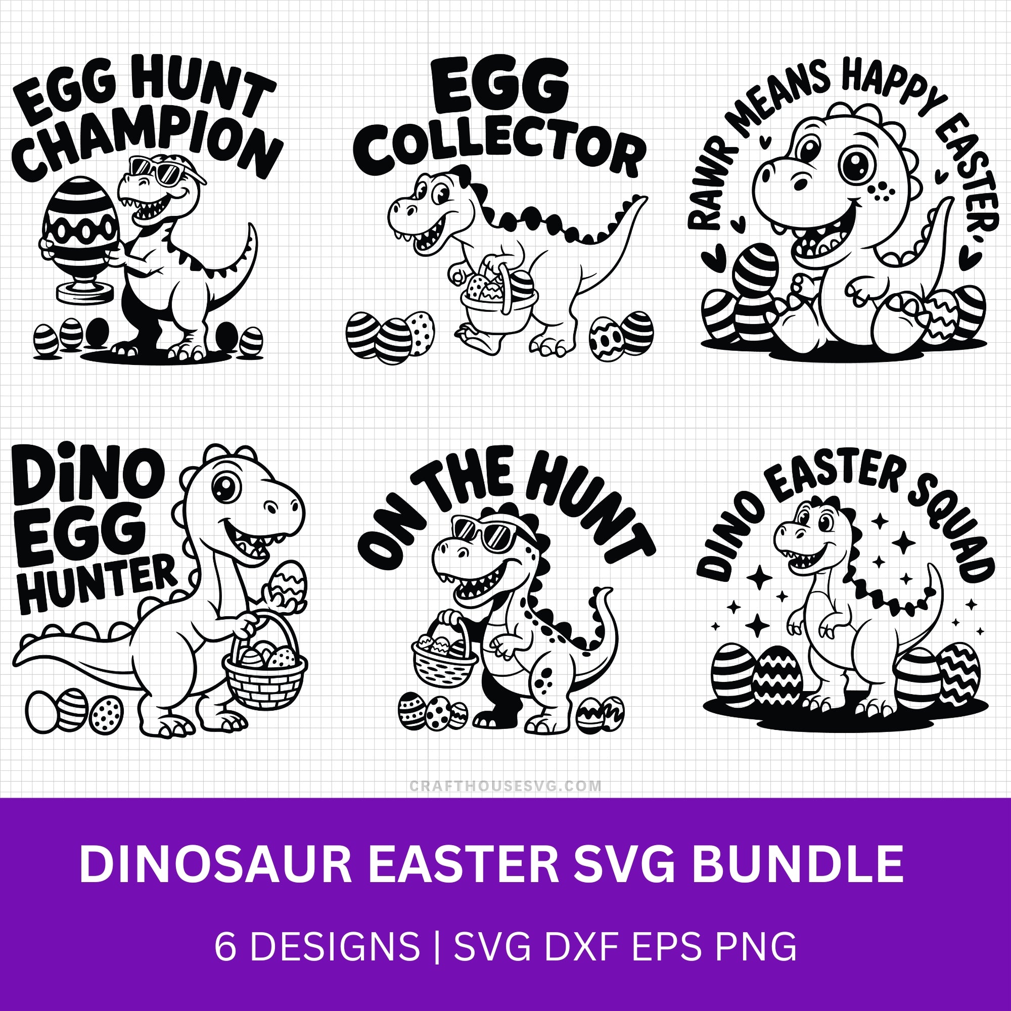 Dinosaur Easter SVG Bundle - Craft House SVG