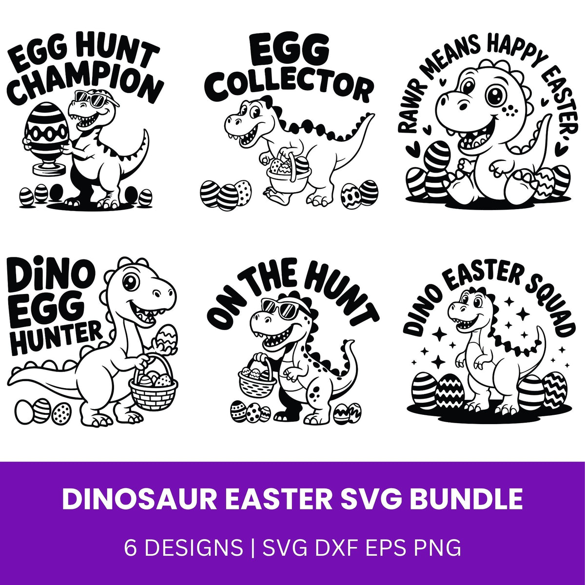 Dinosaur Easter SVG Bundle