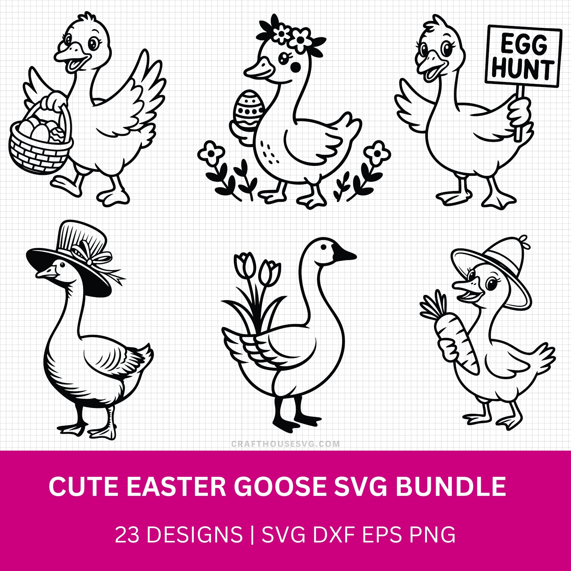 Cute Easter Goose SVG Bundle - Craft House SVG