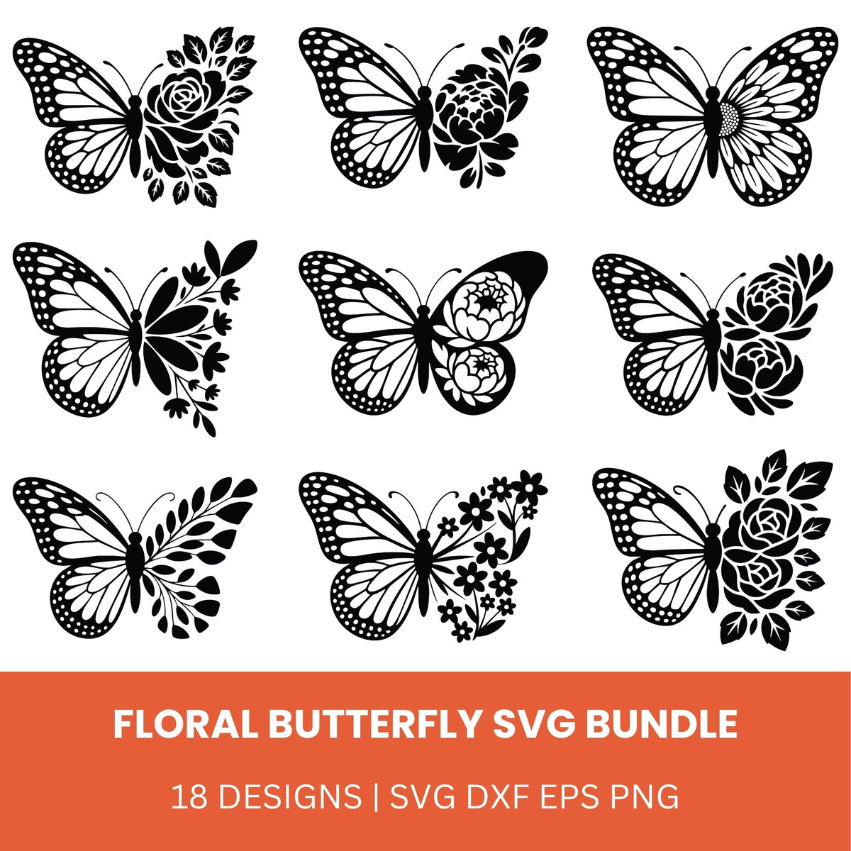 Floral Butterfly SVG Bundle
