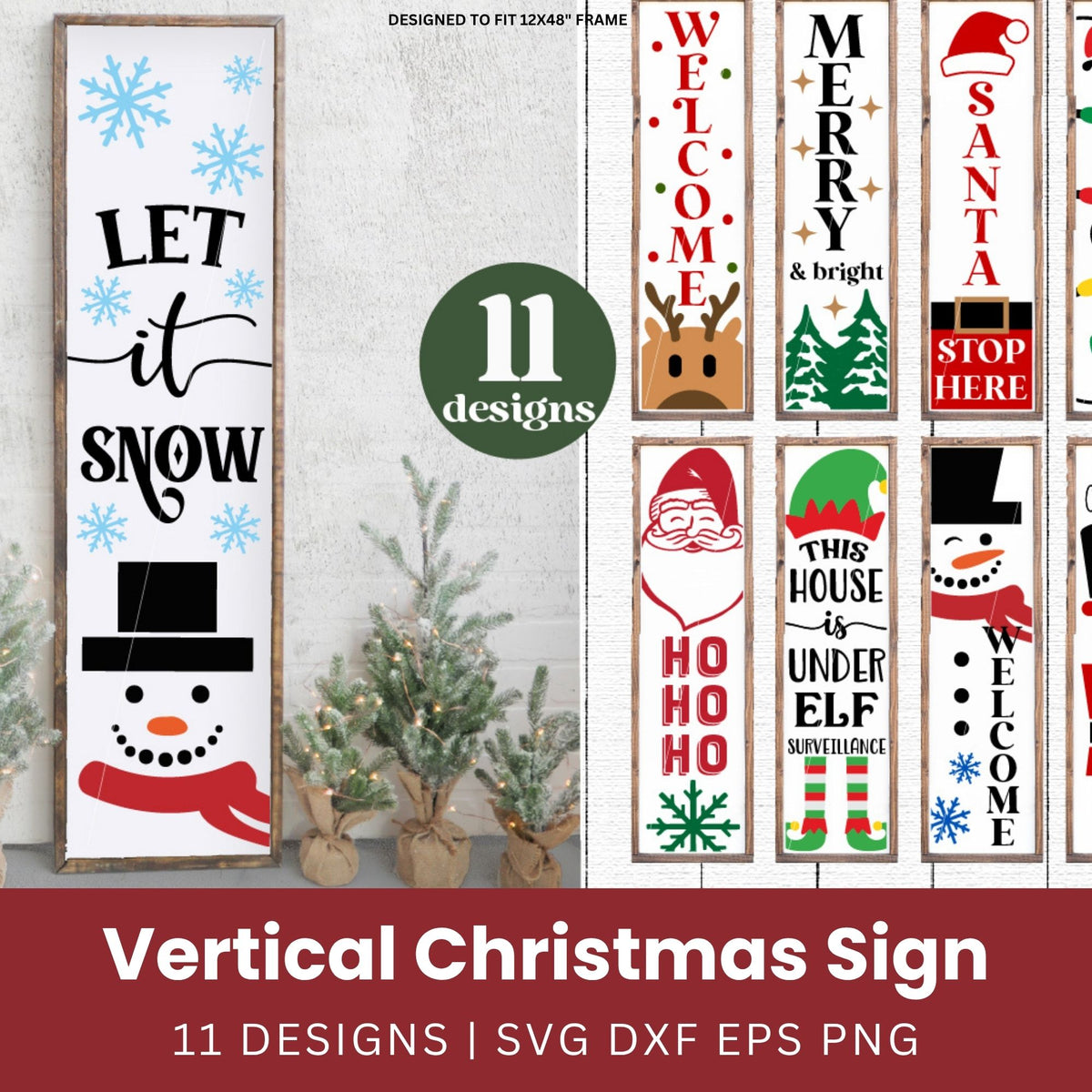 Vertical Christmas Sign SVG Bundle