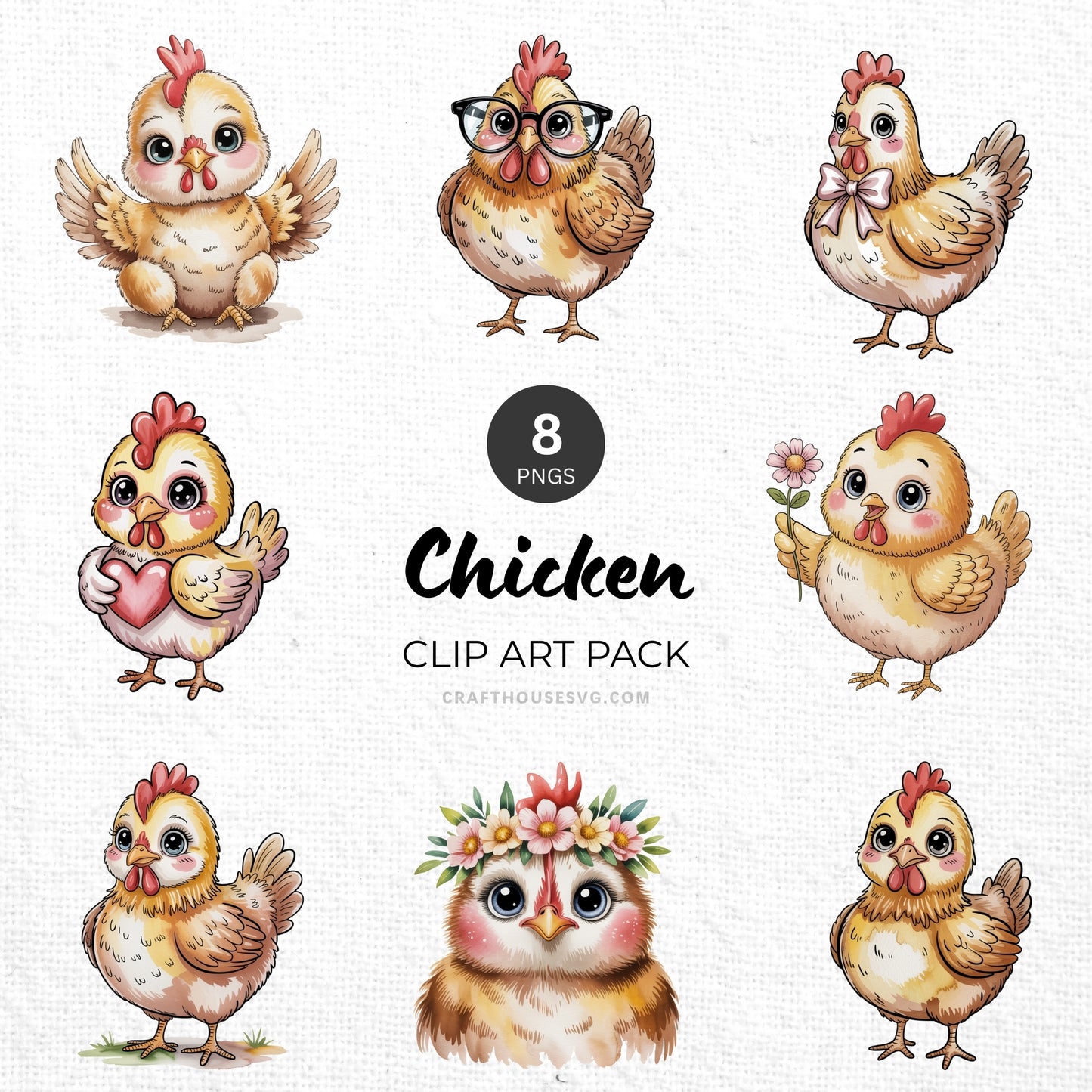 Chicken Clipart Pack Sublimation Bundle PNG