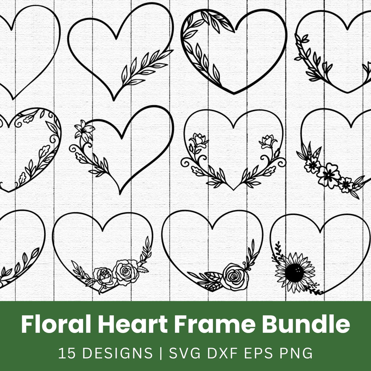 Floral Heart Frame SVG Bundle