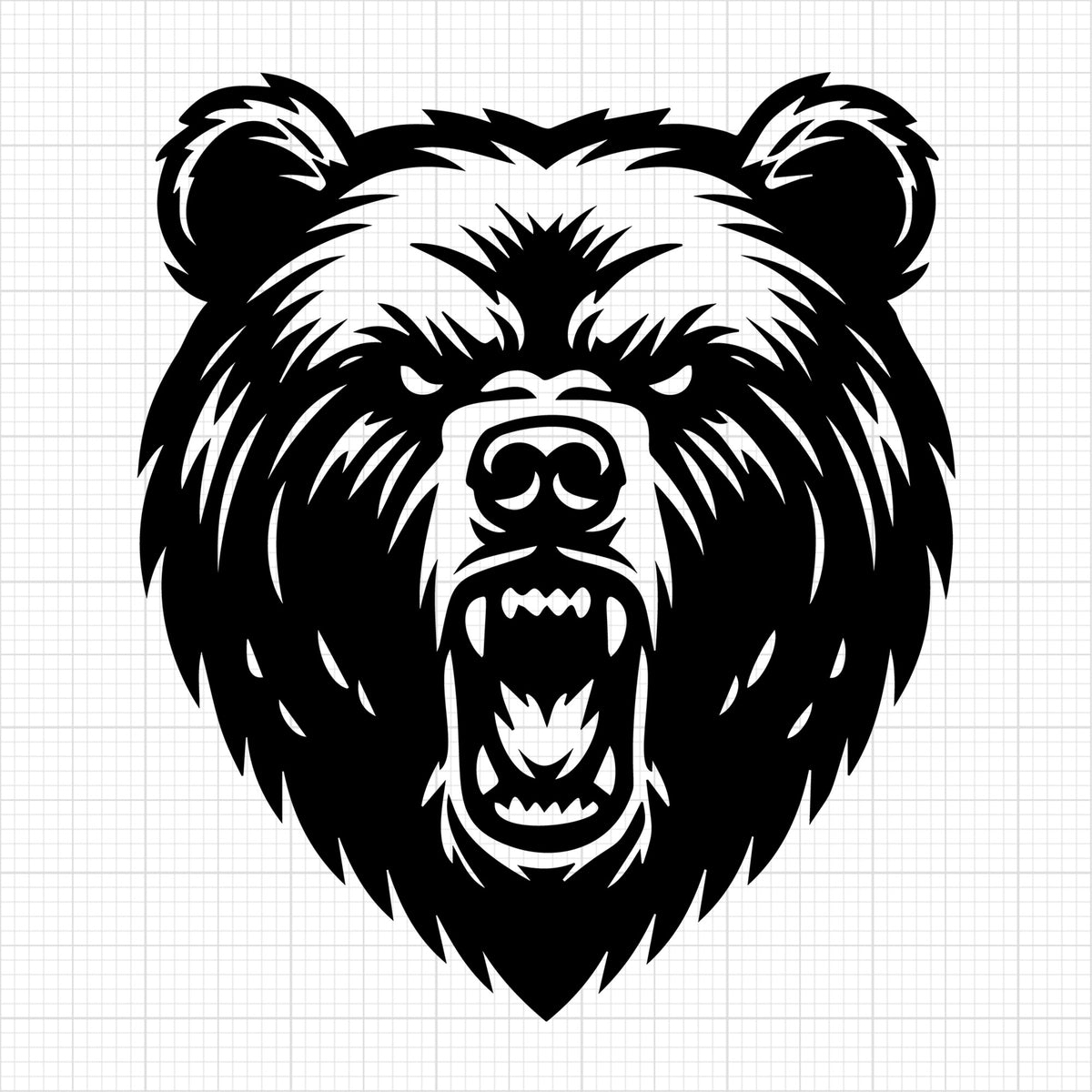Angry Grizzly Bear Head