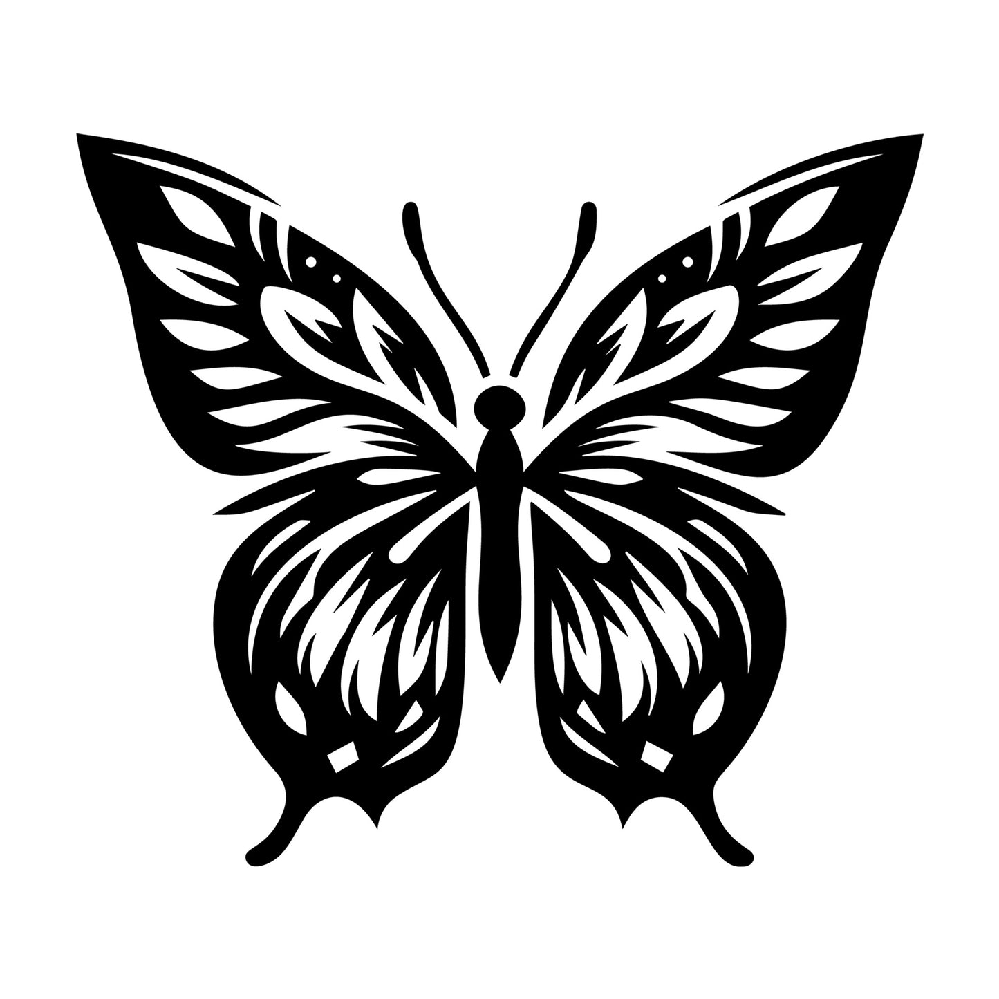 Artistic Detailed Butterfly SVG design for Cricut, Silhouette, laser cutting, vinyl, sublimation, and craft projects.