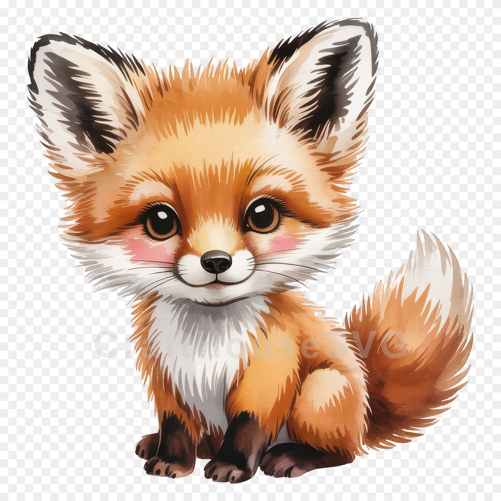 Baby Fox With Fluffy Ears PNG Clip Art Sublimation