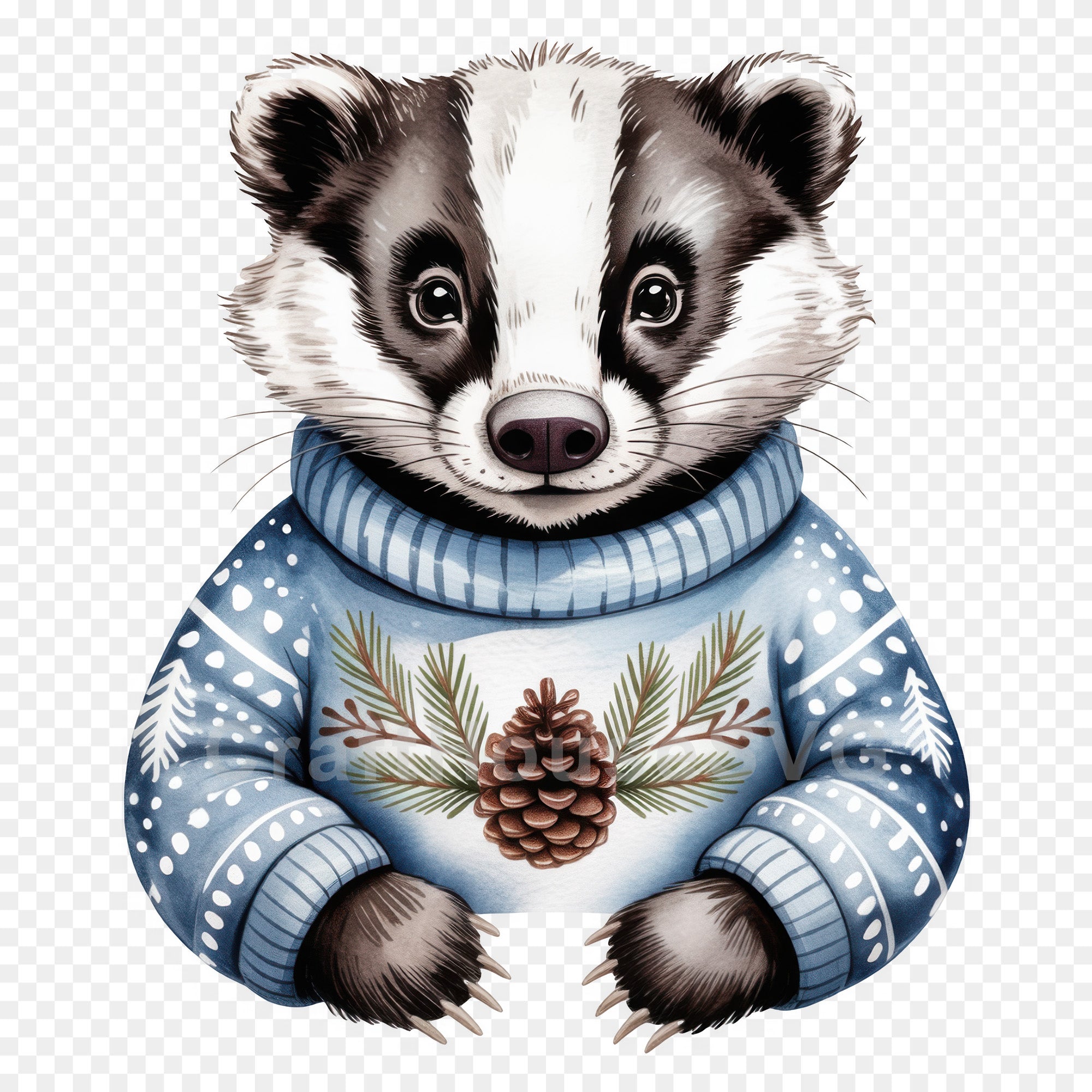 Woodland Animals Christmas Sweater Clipart Bundle