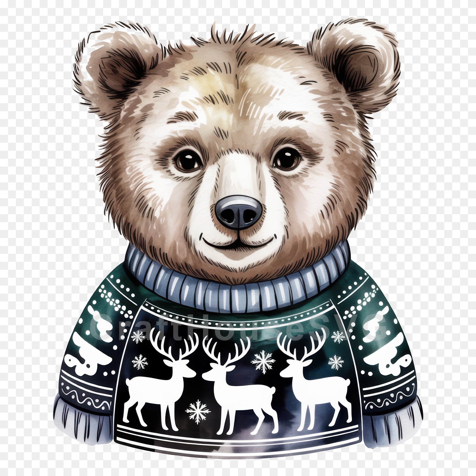 Woodland Animals Christmas Sweater Clipart Bundle