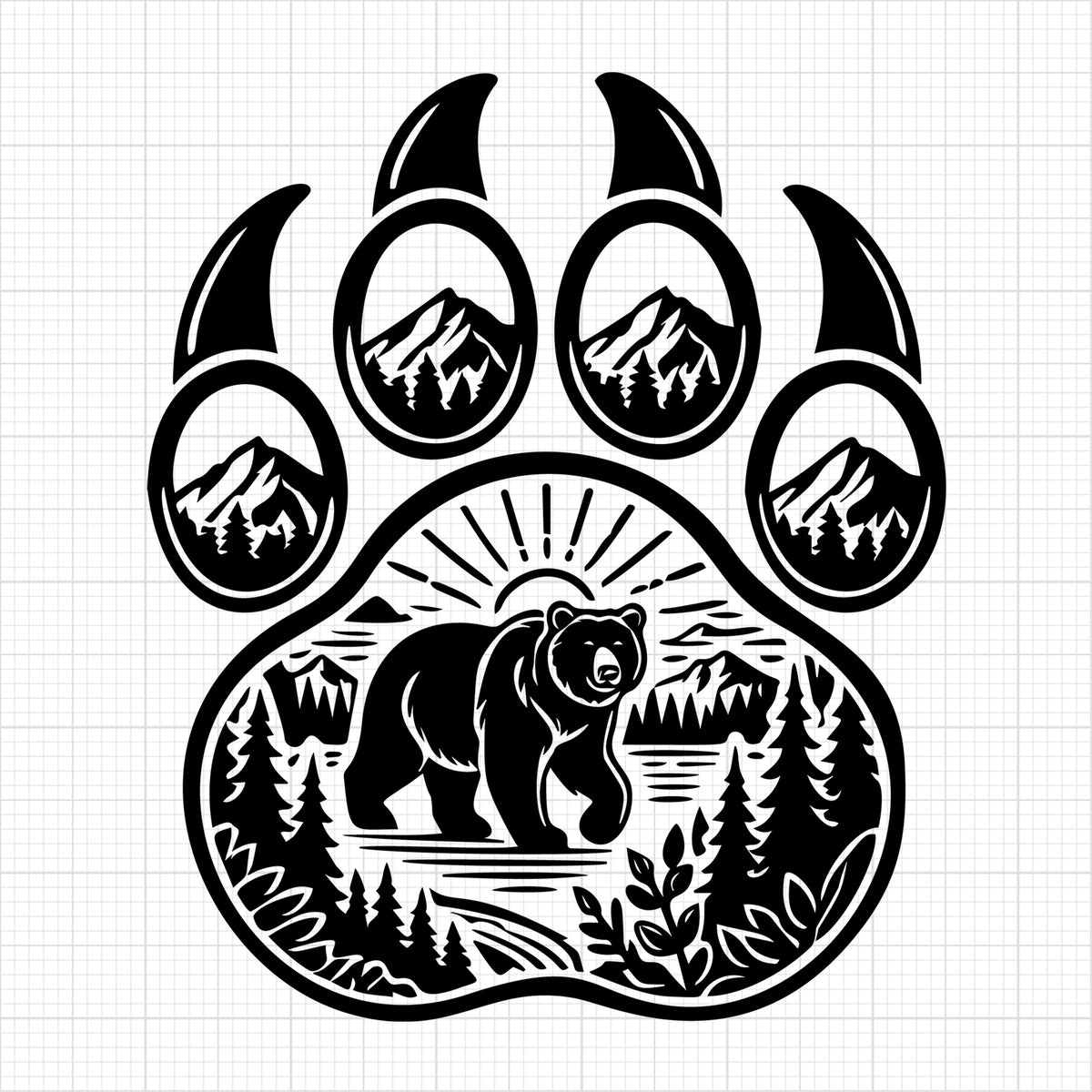 Bear Paw Print Integrated Nature Scene