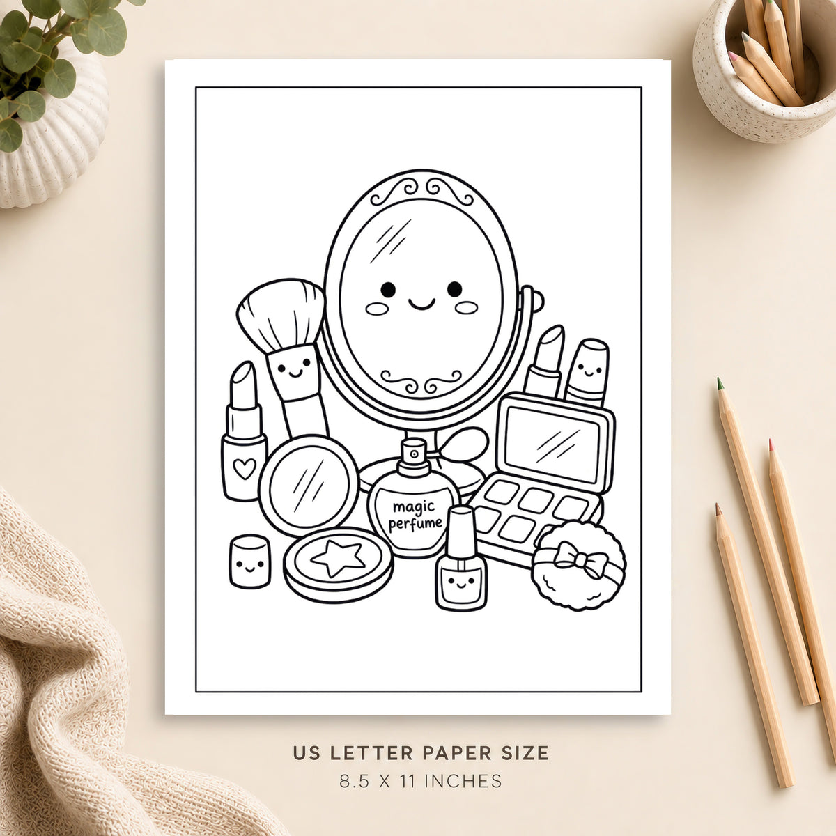 Beauty and Makeup Coloring Page 3