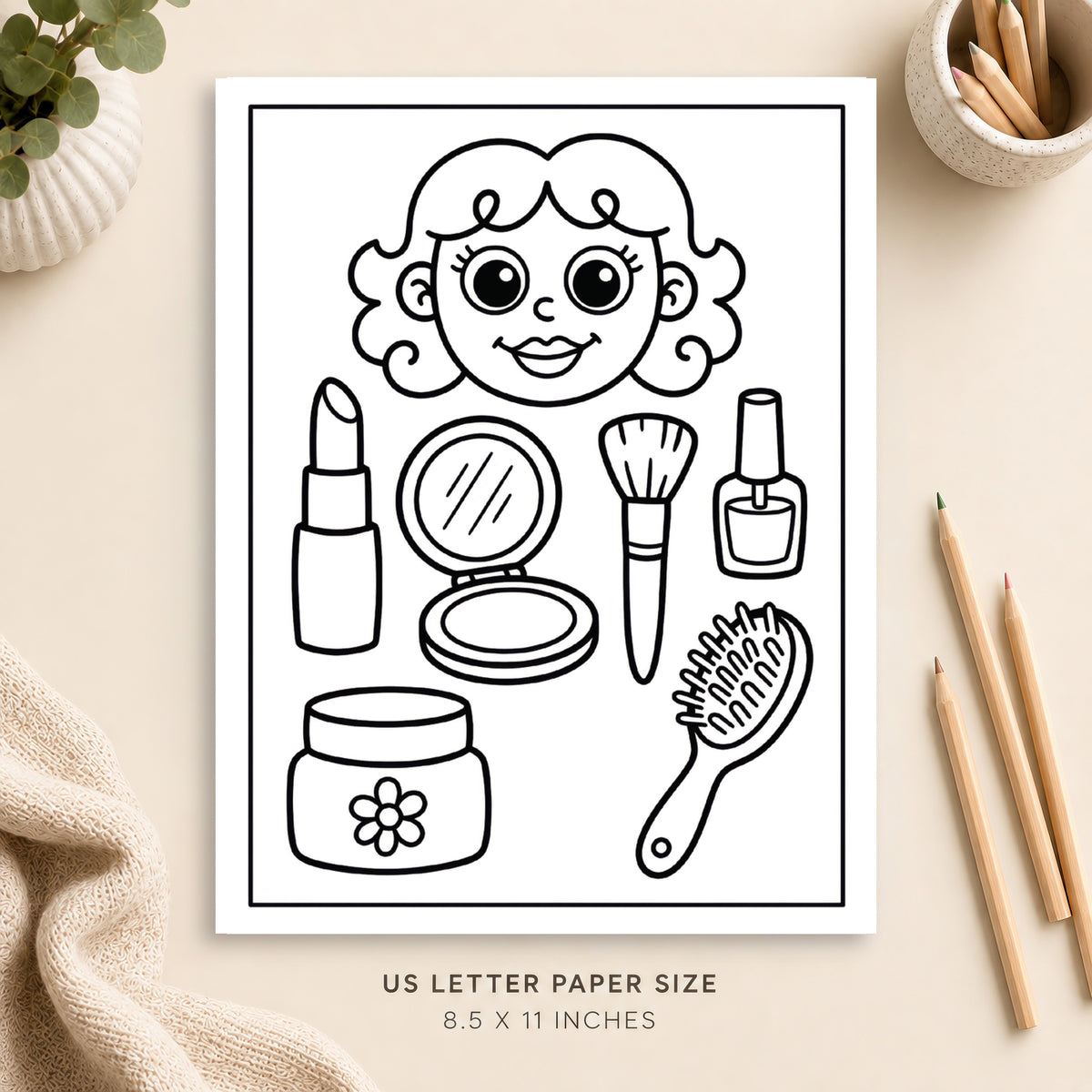 Beauty and Makeup Coloring Page 4