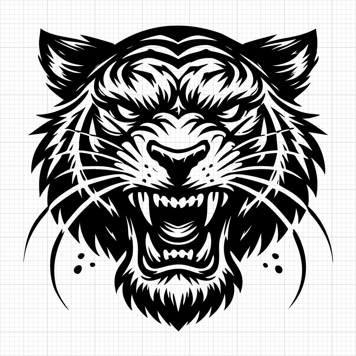 Bold Tiger Head Illustration Showing Fierce Expression