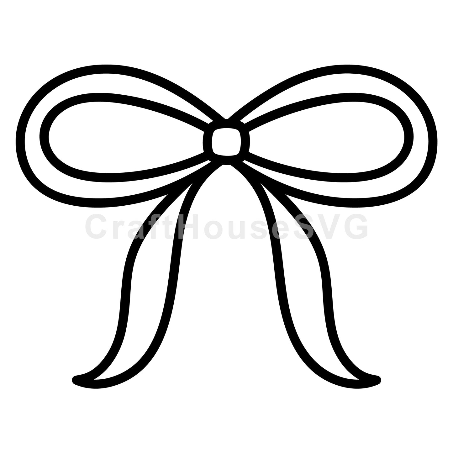 Wide Loop Bow with Long Tails Outline SVG