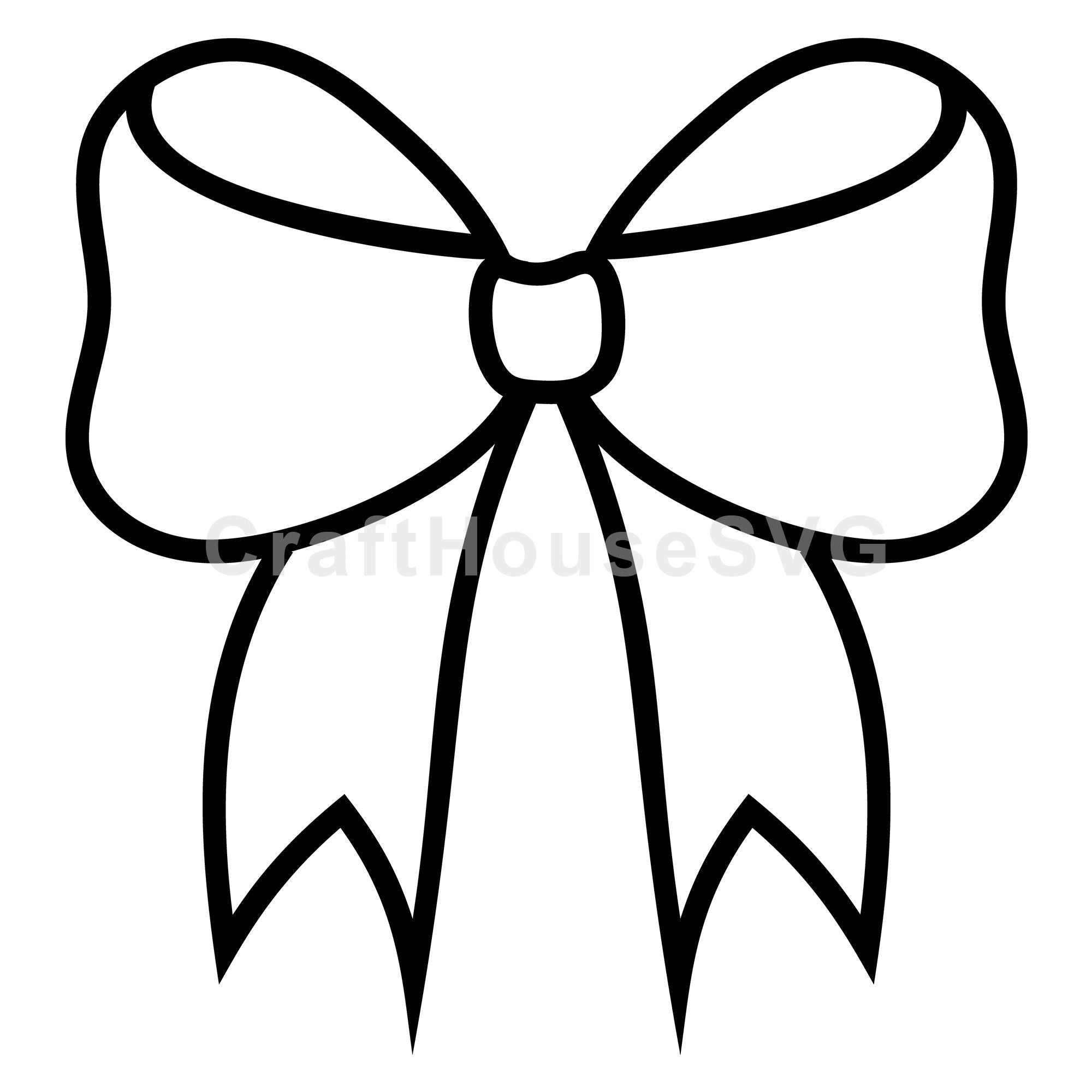 Classic Wide Bow Outline SVG
