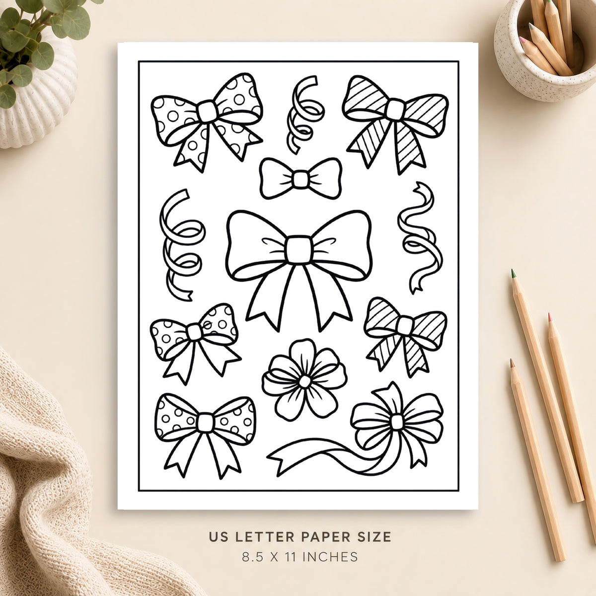 Bows and Ribbons Coloring Page 1
