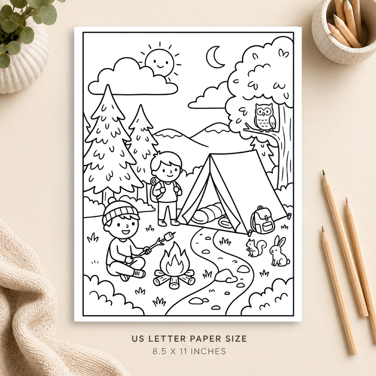 Camping Adventures Coloring Page 4