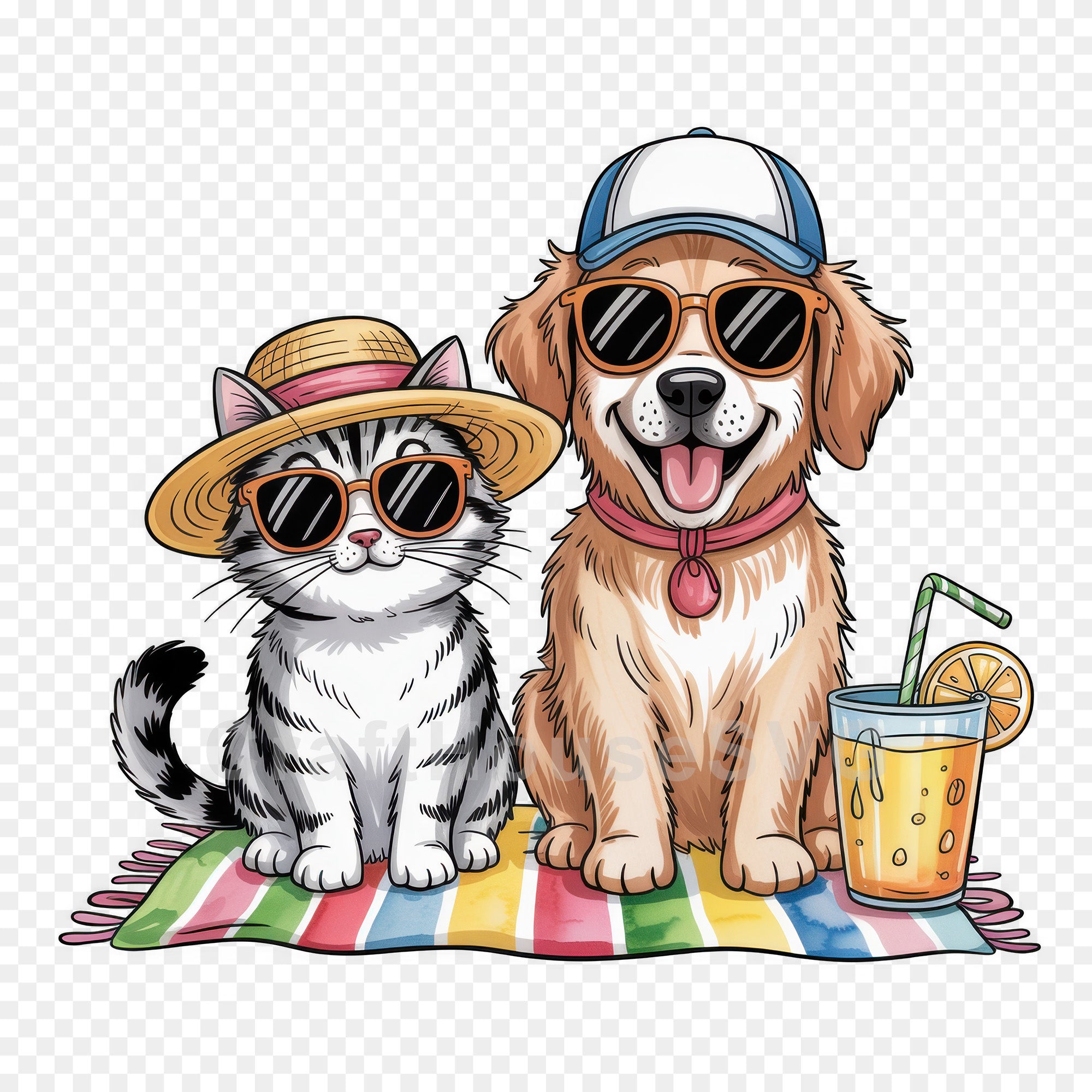 Cute Summer Animals Clipart Bundle