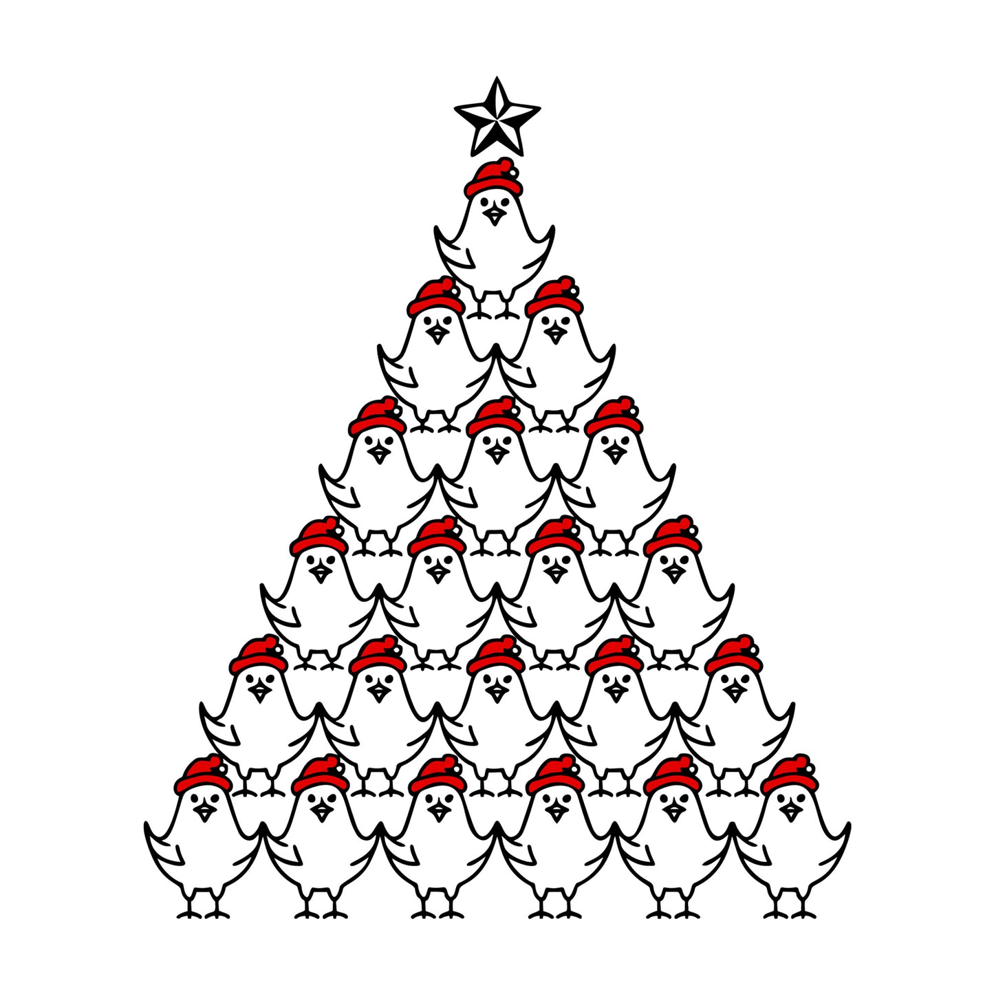 Chicken Christmas Tree SVG design for Cricut, Silhouette, laser cutting, vinyl, sublimation, and craft projects.