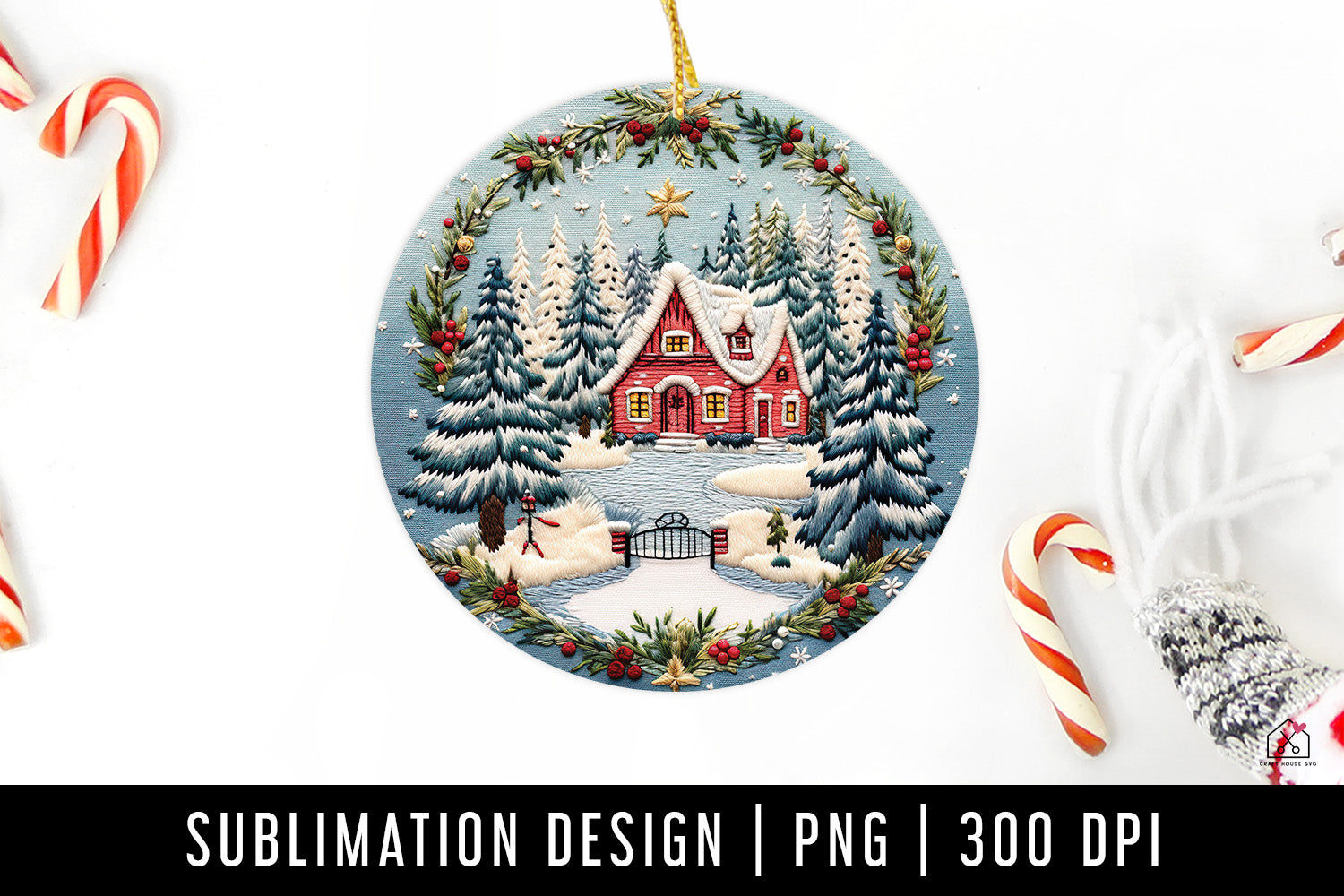 FREE 3D Christmas Sublimation Winter Ornament Design PNG